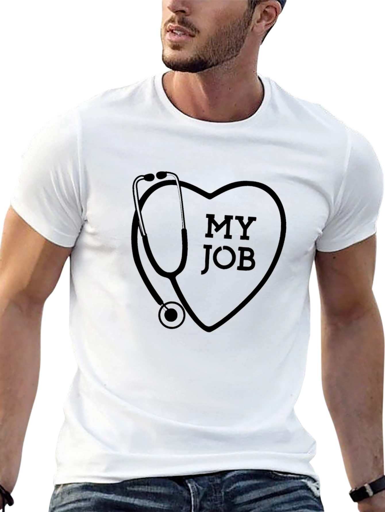 My Job Heart Stethoscope Graphic T-Shirt