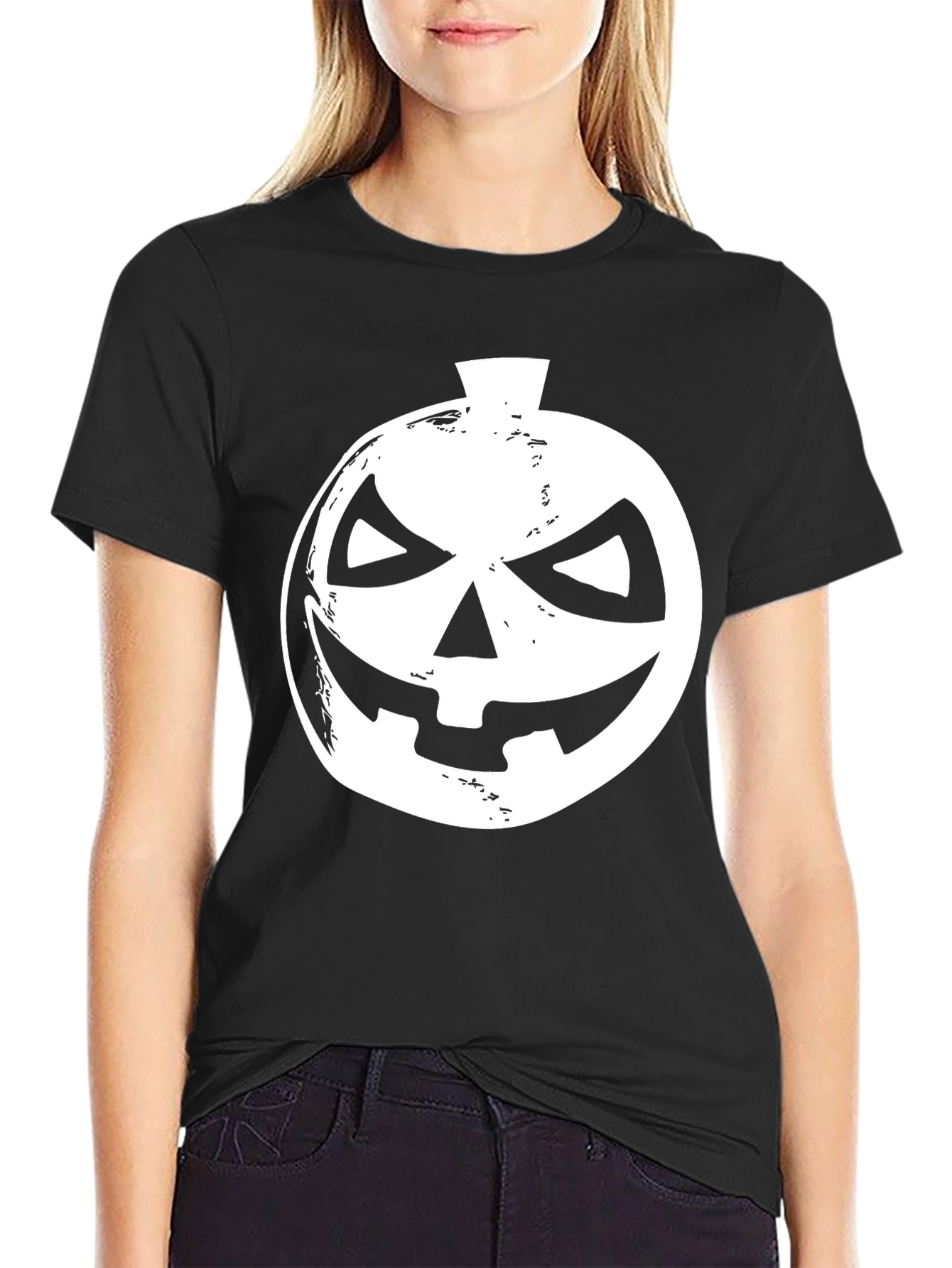 Halloween Pumpkin Face Black T-Shirt