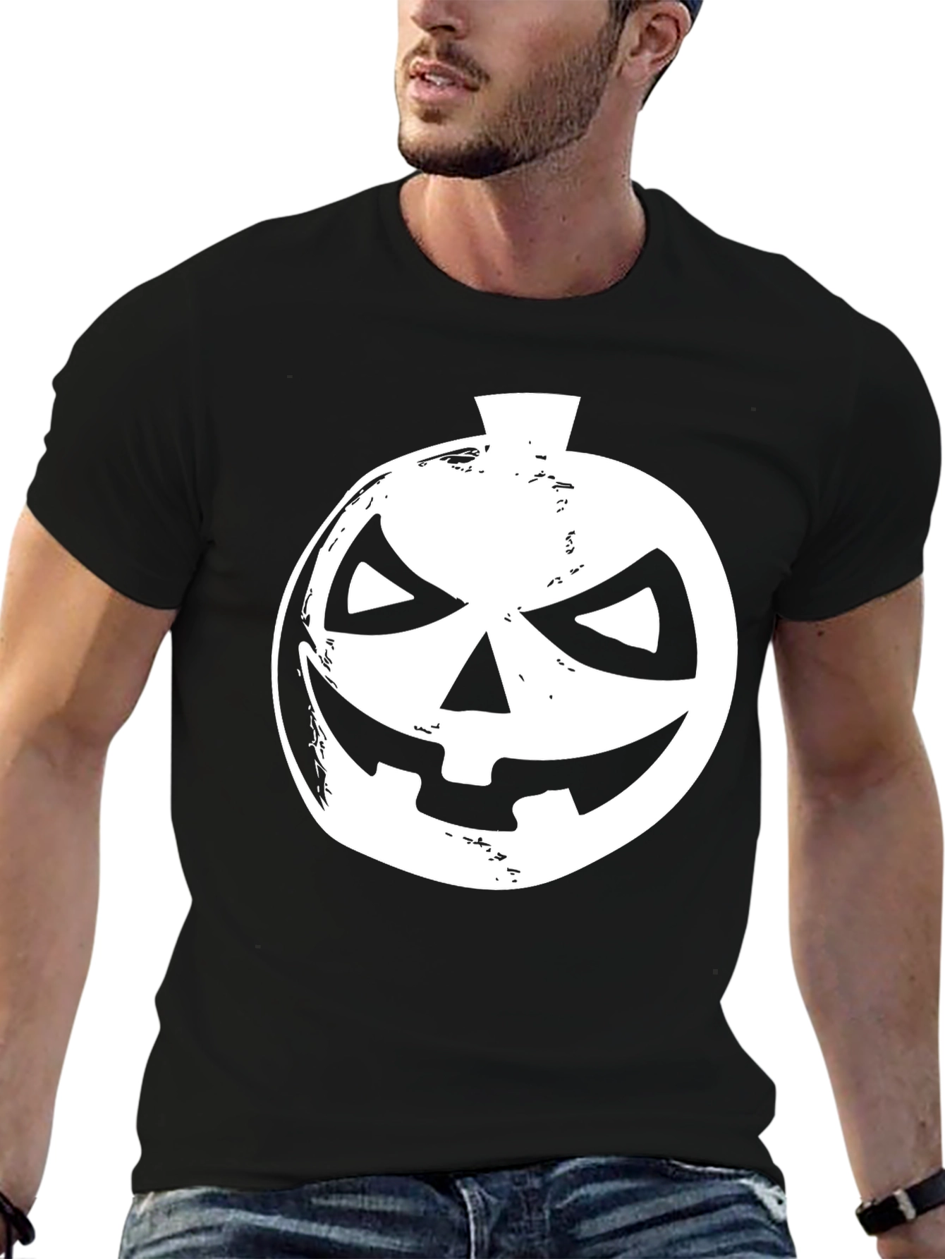 Halloween Pumpkin Face Black T-Shirt