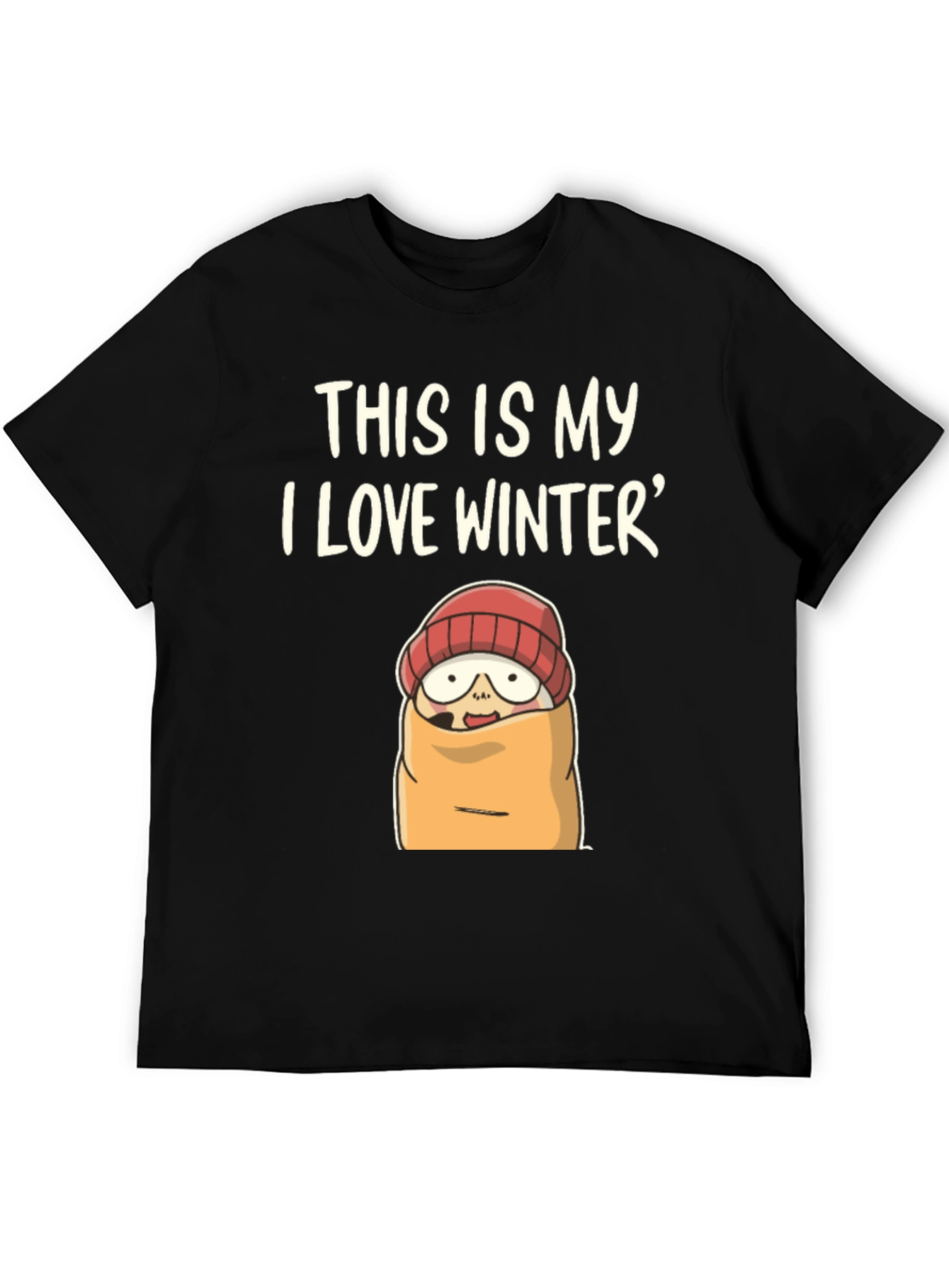 Funny Winter T-Shirt: I Love Winter Cartoon Graphic Tee