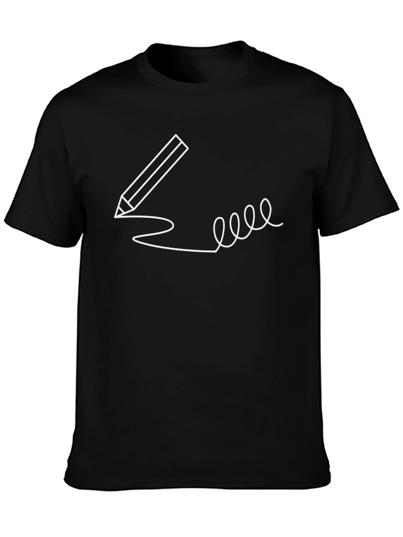 Creative Pencil Sketch T-Shirt - Black Cotton