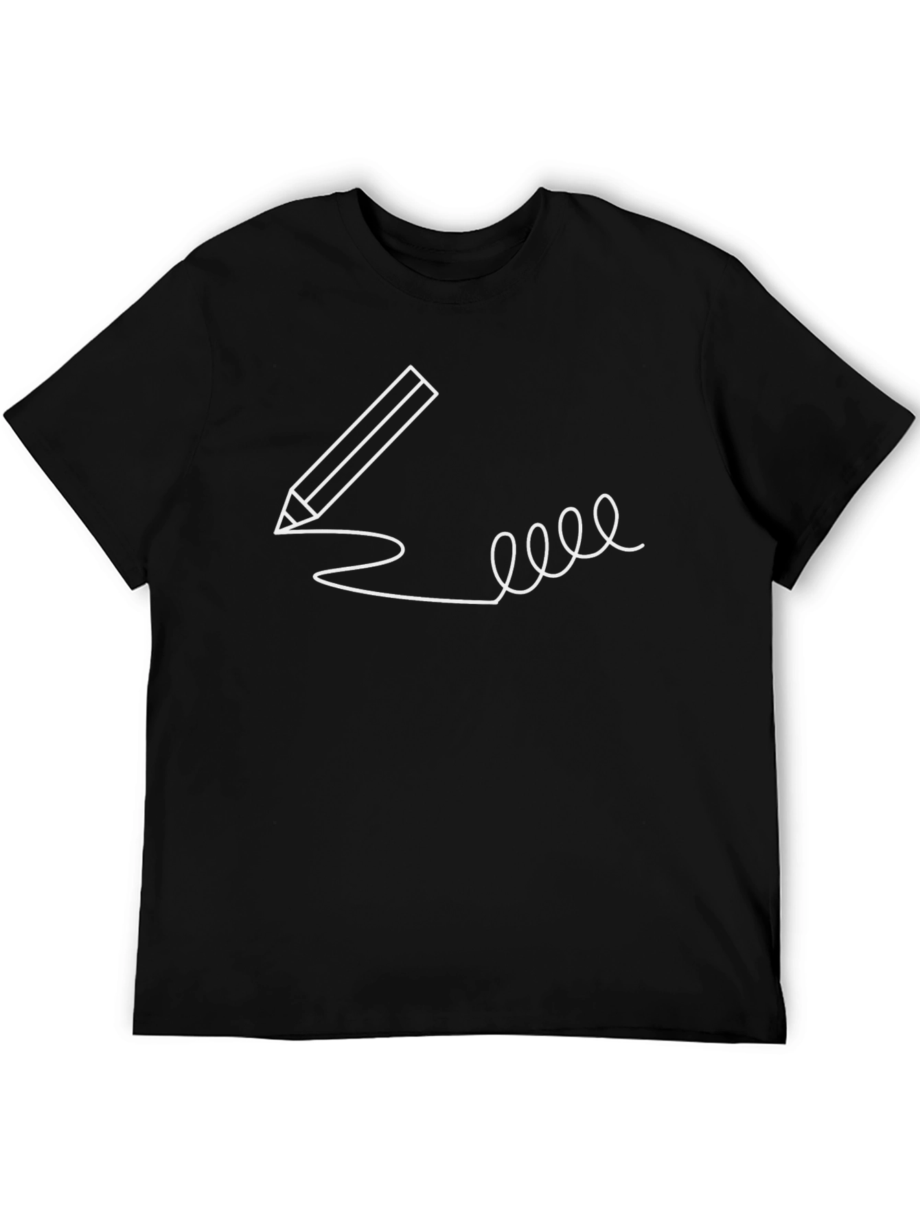 Creative Pencil Sketch T-Shirt - Black Cotton