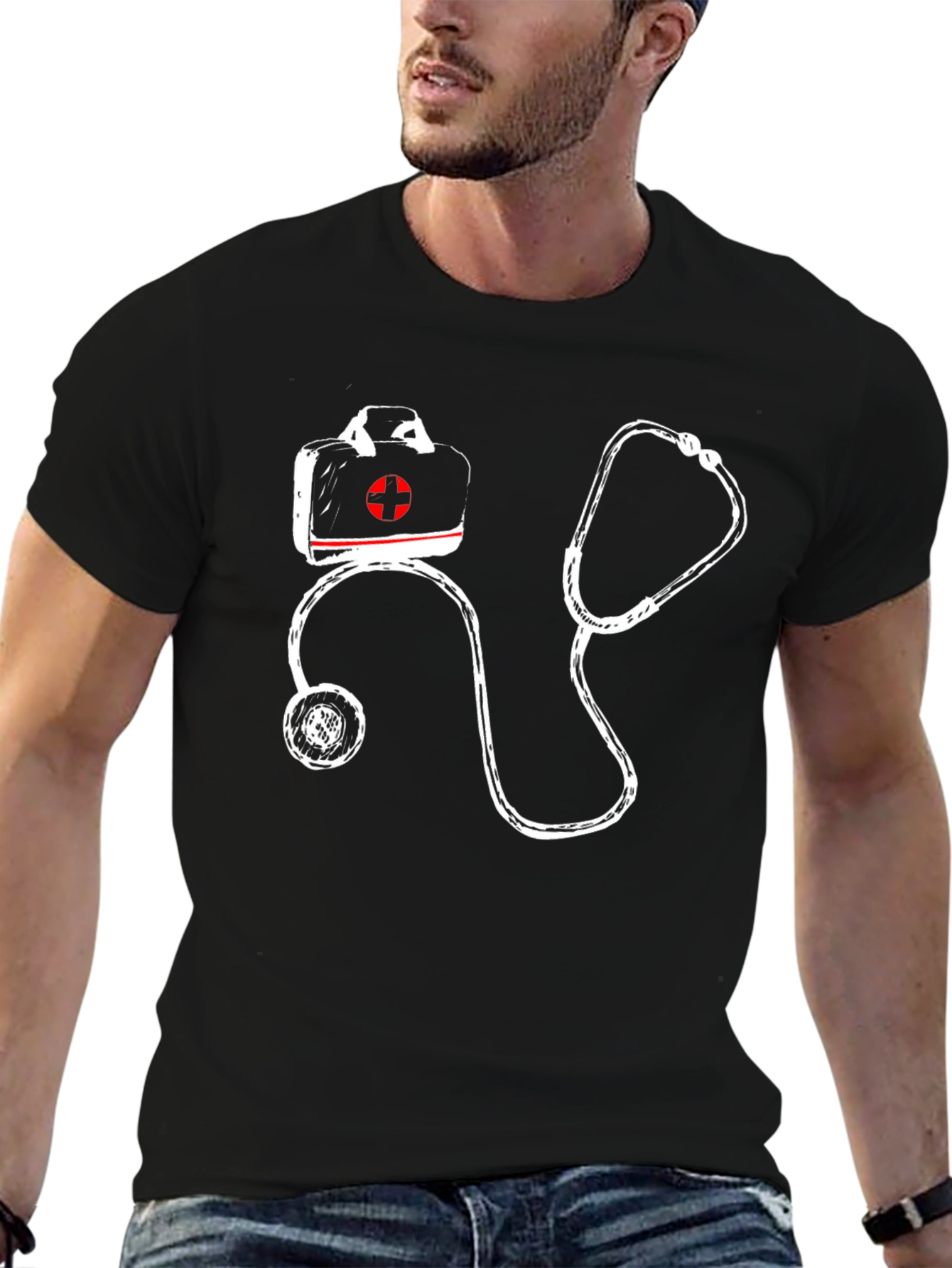 Medical First Aid Stethoscope Graphic T-Shirt