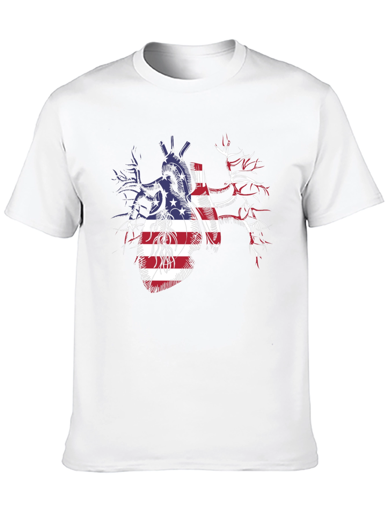 Patriotic Heart USA Flag Graphic T-Shirt