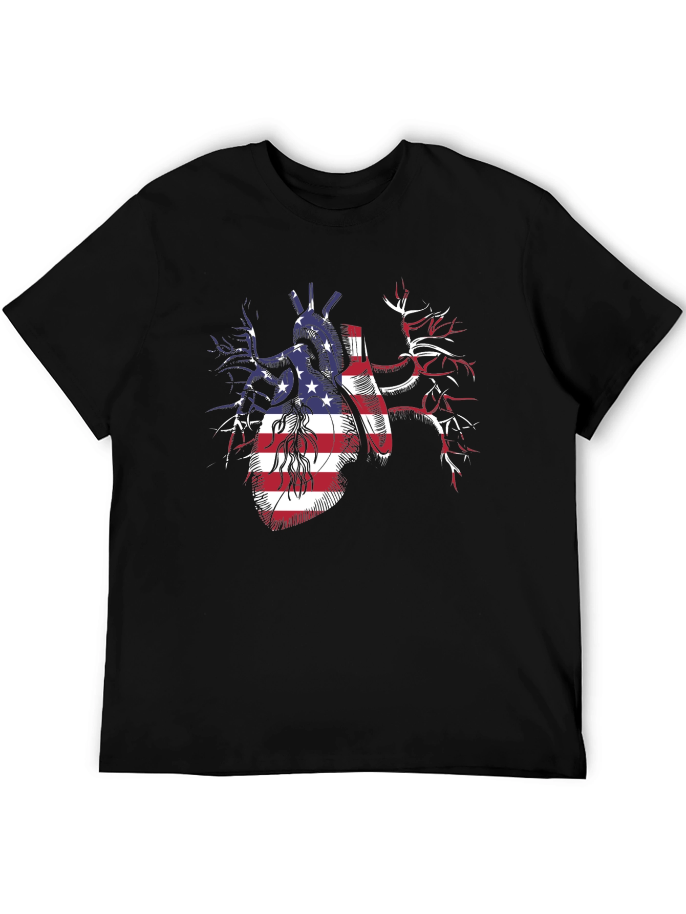 Patriotic Heart USA Flag Graphic T-Shirt