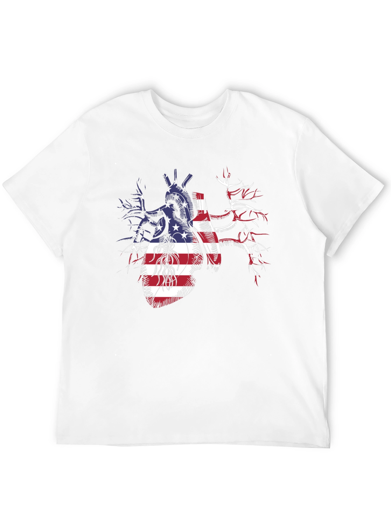 Patriotic Heart USA Flag Graphic T-Shirt