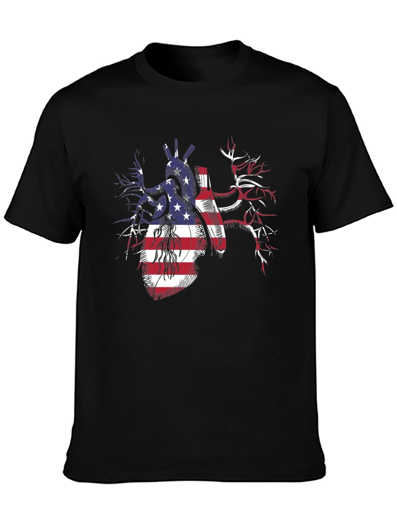 Patriotic Heart USA Flag Graphic T-Shirt