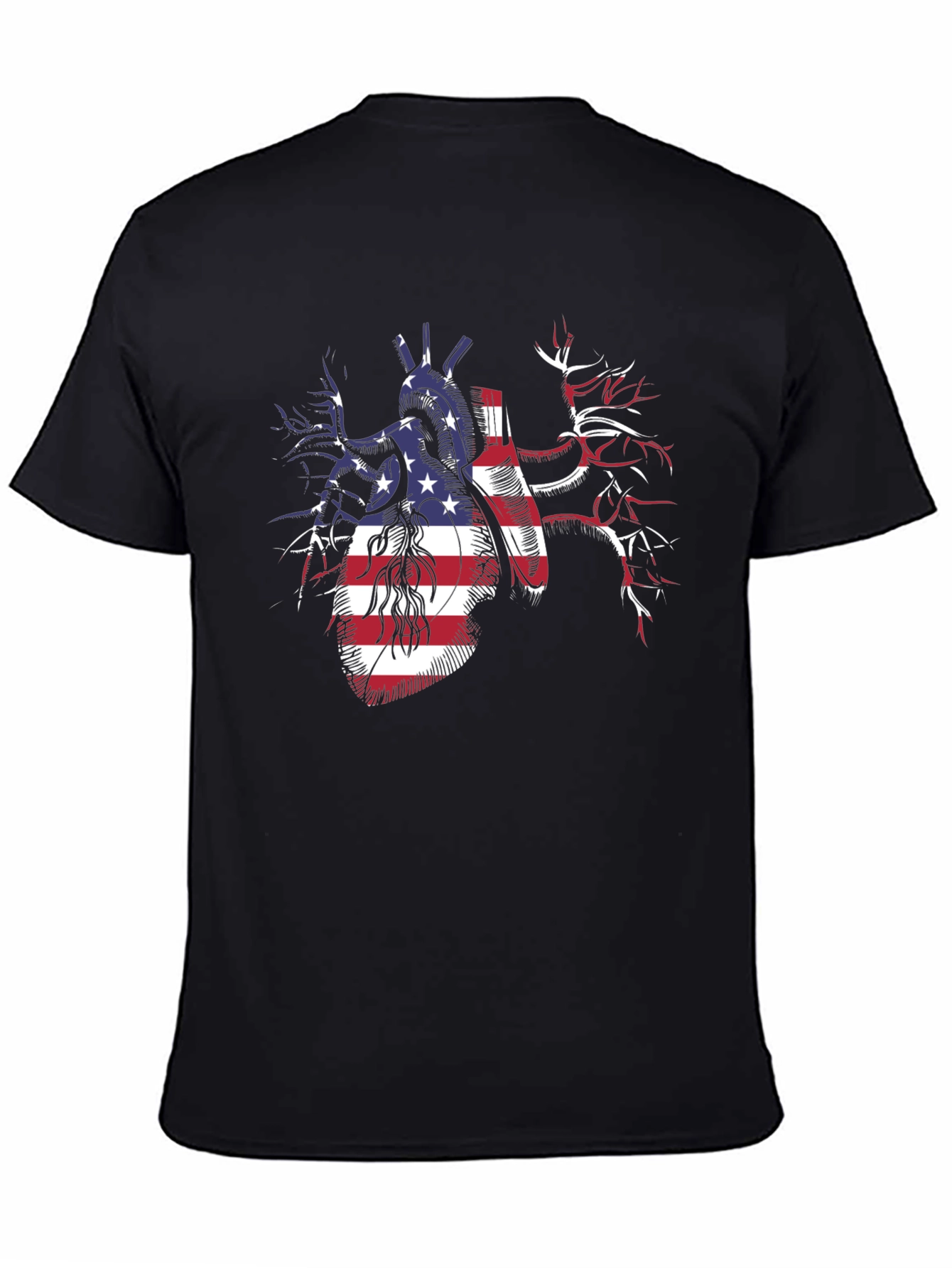 Patriotic Heart USA Flag Graphic T-Shirt