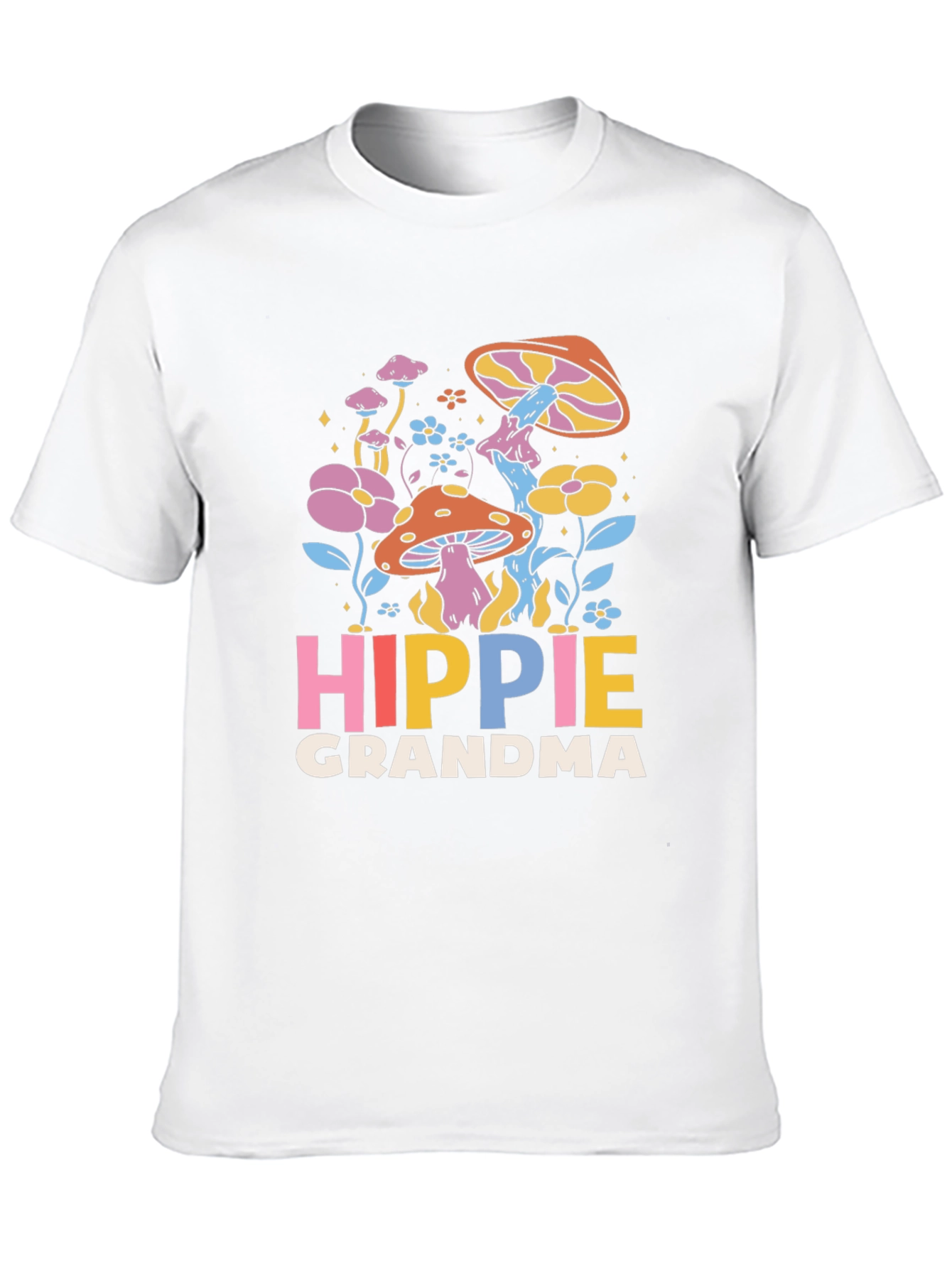 Hippie Grandma Graphic Tee - Retro Mushroom Shirt