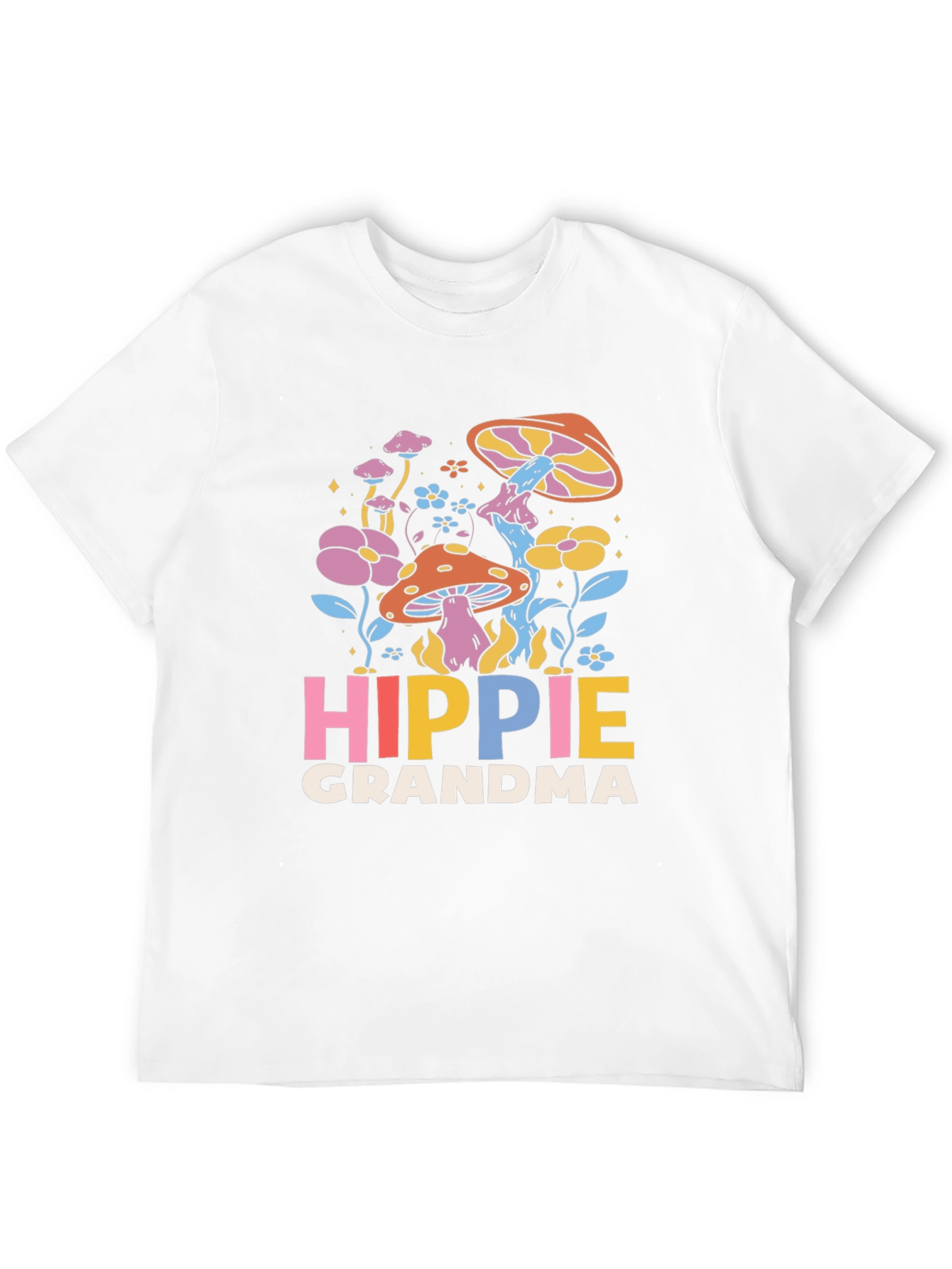Hippie Grandma Graphic Tee - Retro Mushroom Shirt