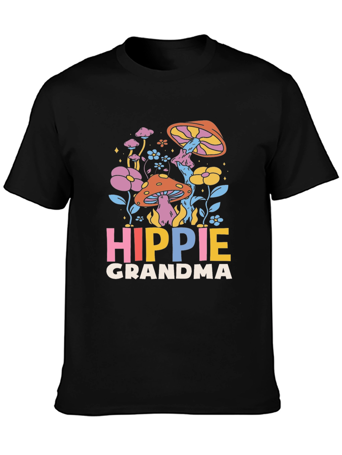 Hippie Grandma Graphic Tee - Retro Mushroom Shirt