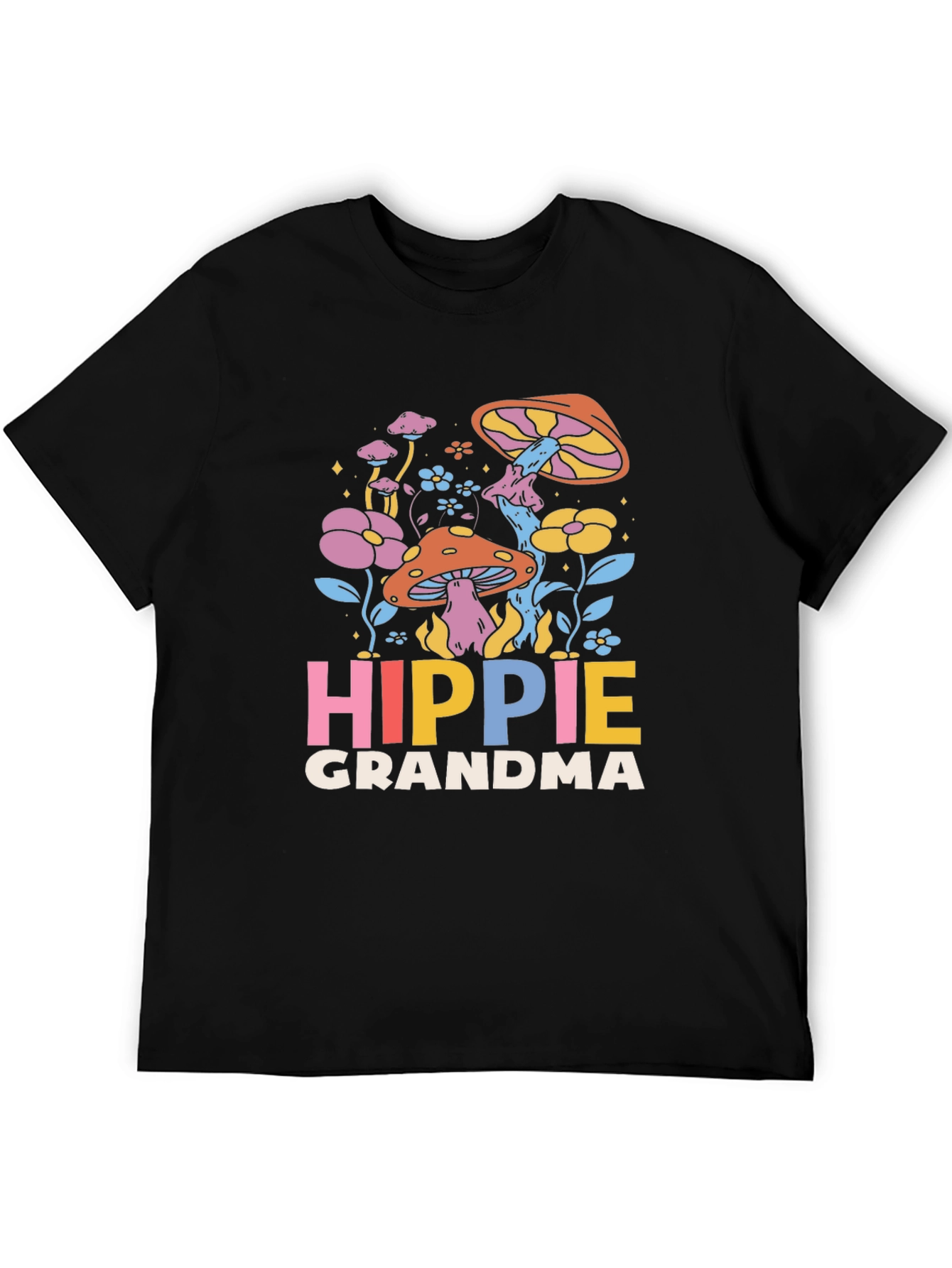 Hippie Grandma Graphic Tee - Retro Mushroom Shirt