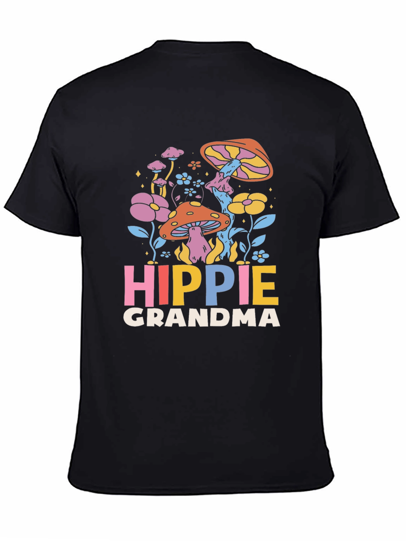 Hippie Grandma Graphic Tee - Retro Mushroom Shirt