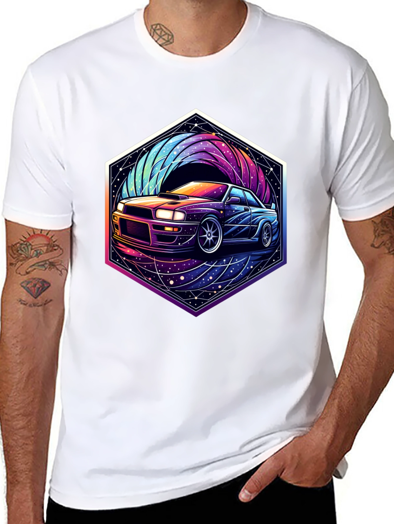 Cosmic Car Graphic Tee - Retro Racer Style