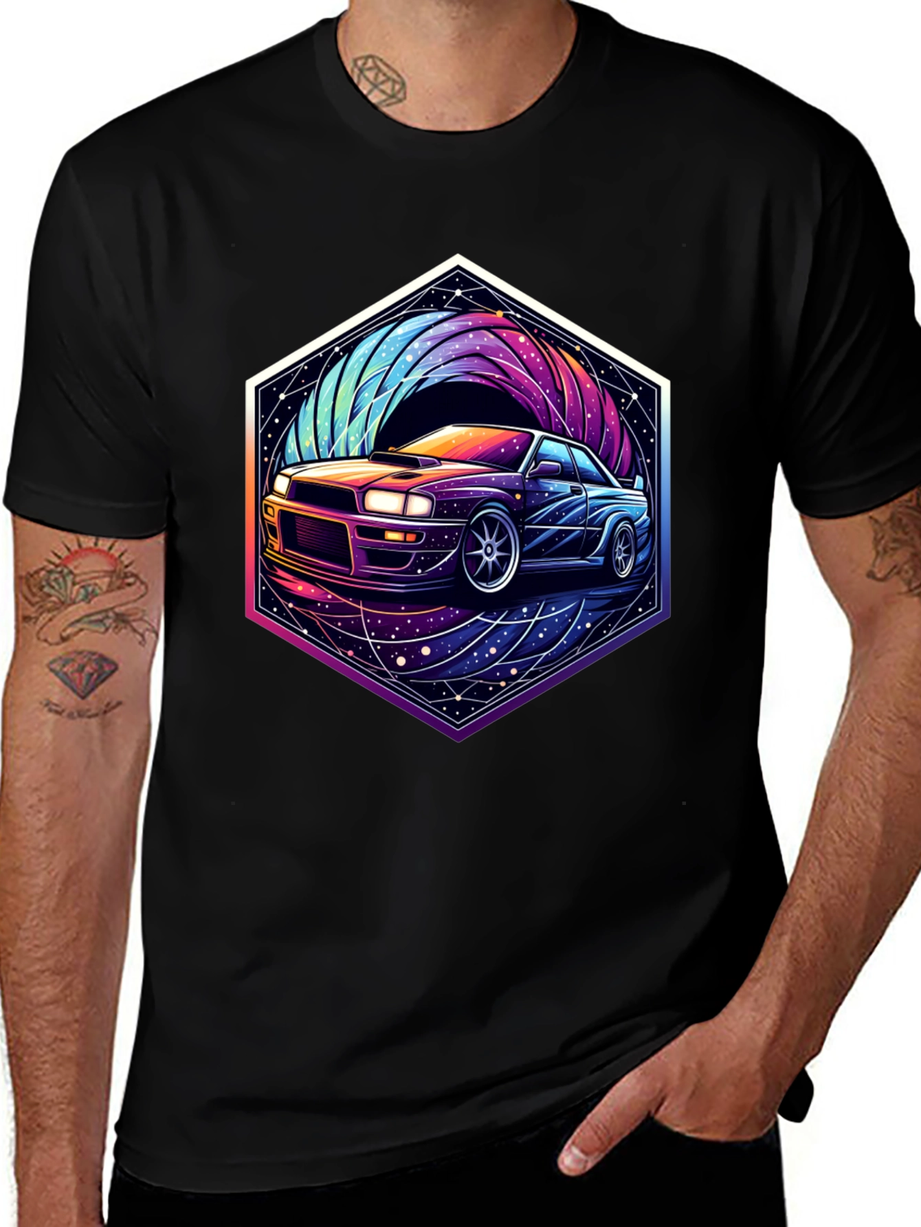 Cosmic Car Graphic Tee - Retro Racer Style