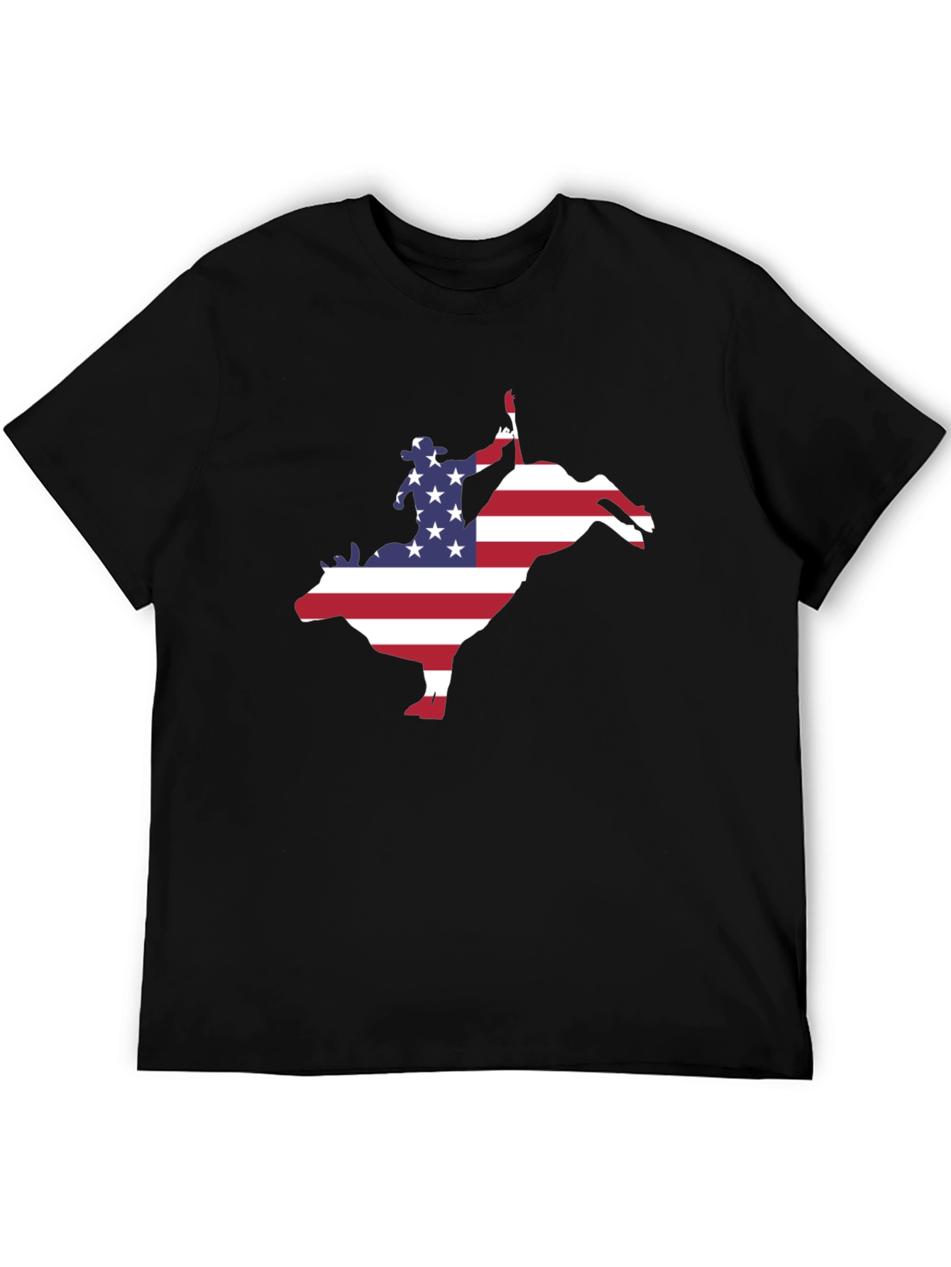 American Flag Bull Rider Graphic T-Shirt