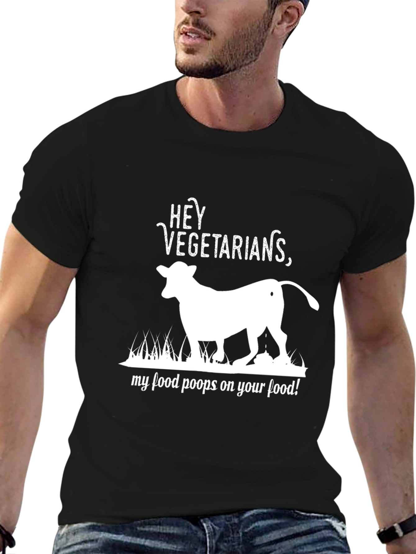 Hey Vegetarians Funny Slogan T-Shirt