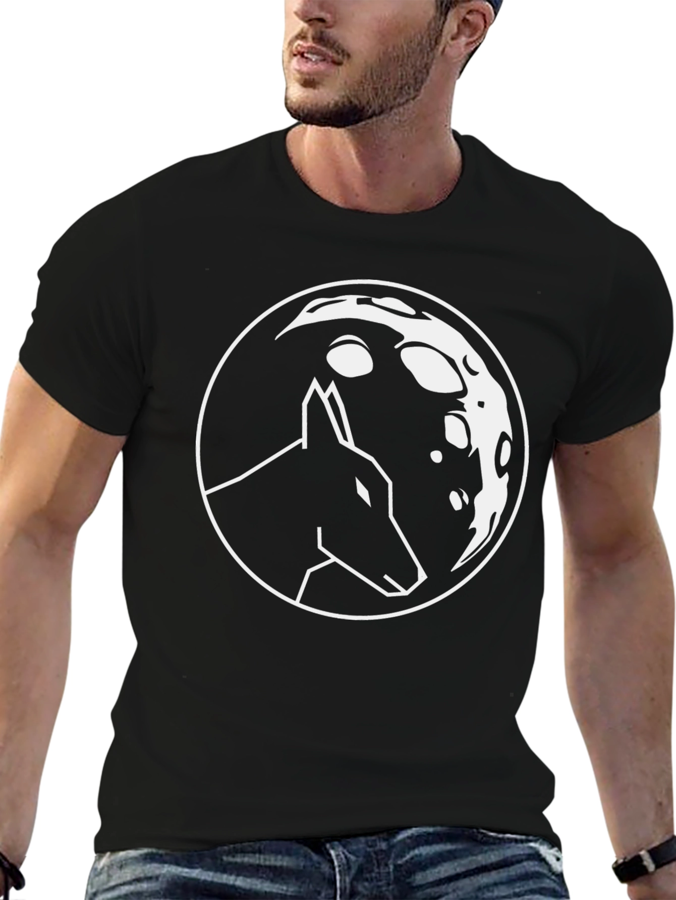 Wolf Moon Graphic Tee - Stylish Black T-Shirt
