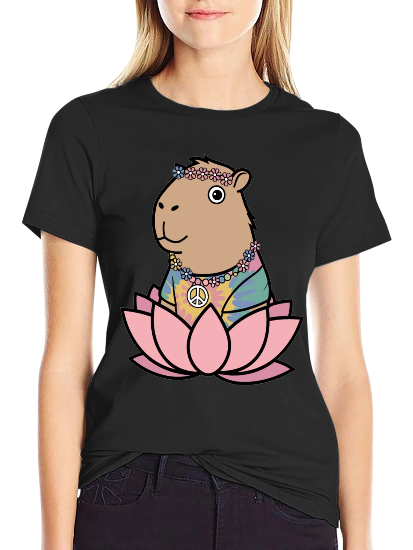 Hippie Capybara Lotus T-Shirt