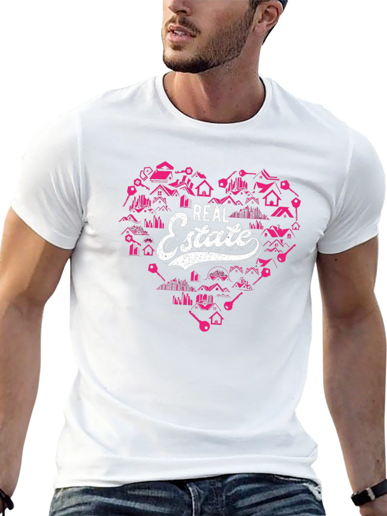 Real Estate Heart Graphic Tee - Black Cotton T-Shirt