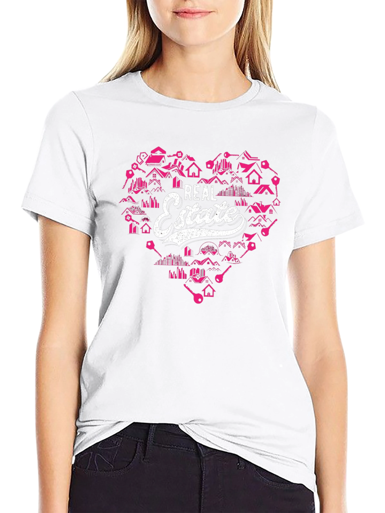Real Estate Heart Graphic Tee - Black Cotton T-Shirt