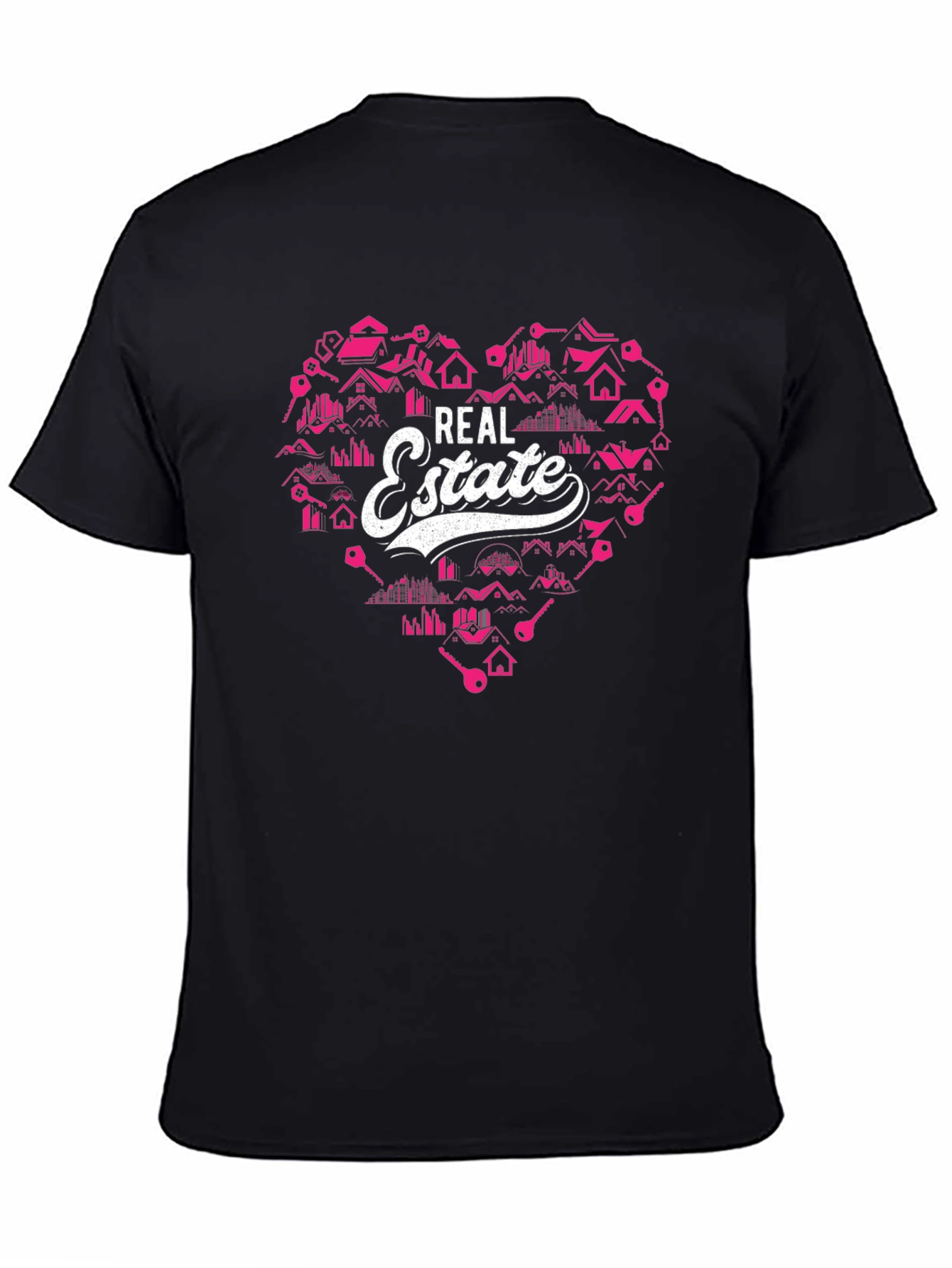 Real Estate Heart Graphic Tee - Black Cotton T-Shirt
