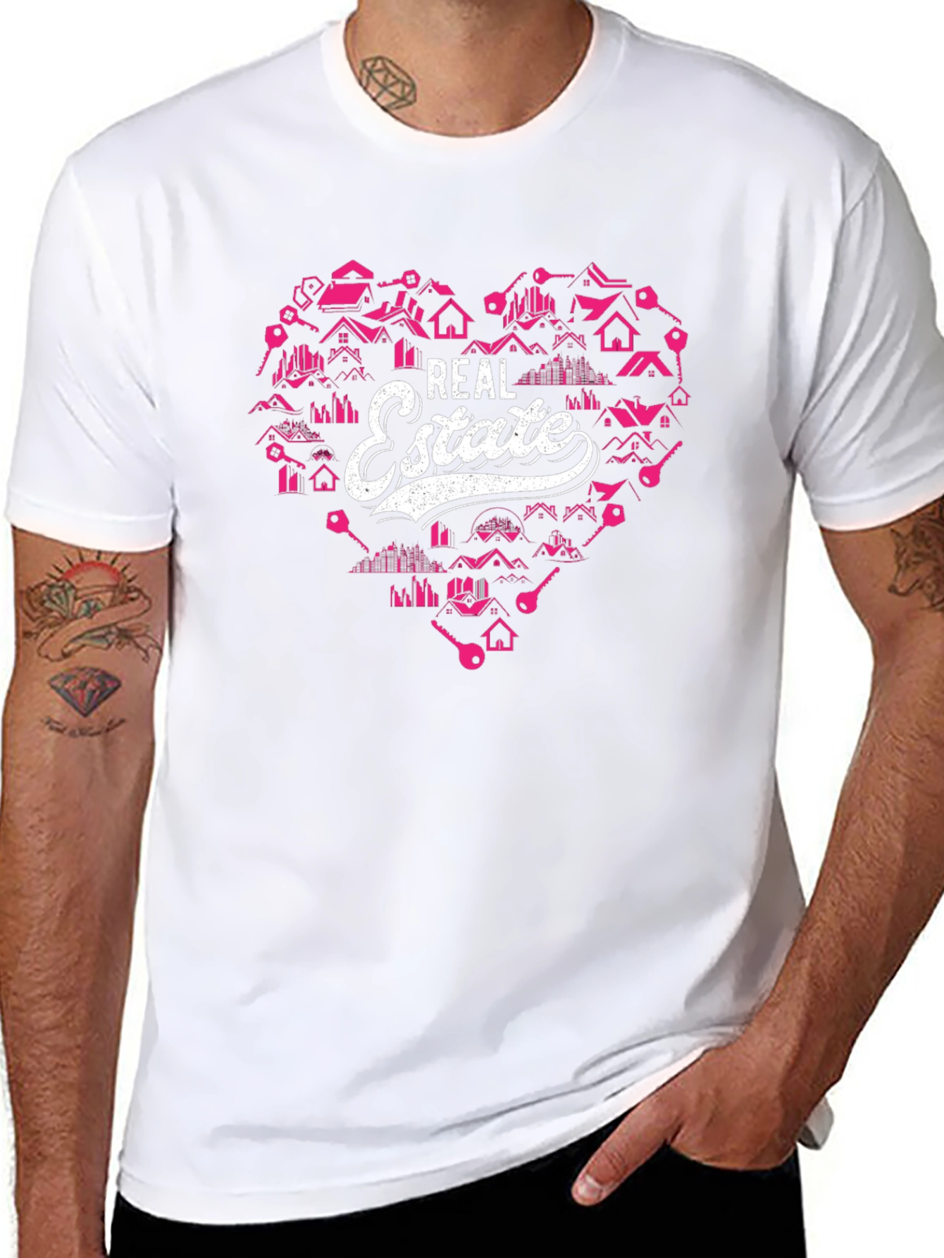Real Estate Heart Graphic Tee - Black Cotton T-Shirt