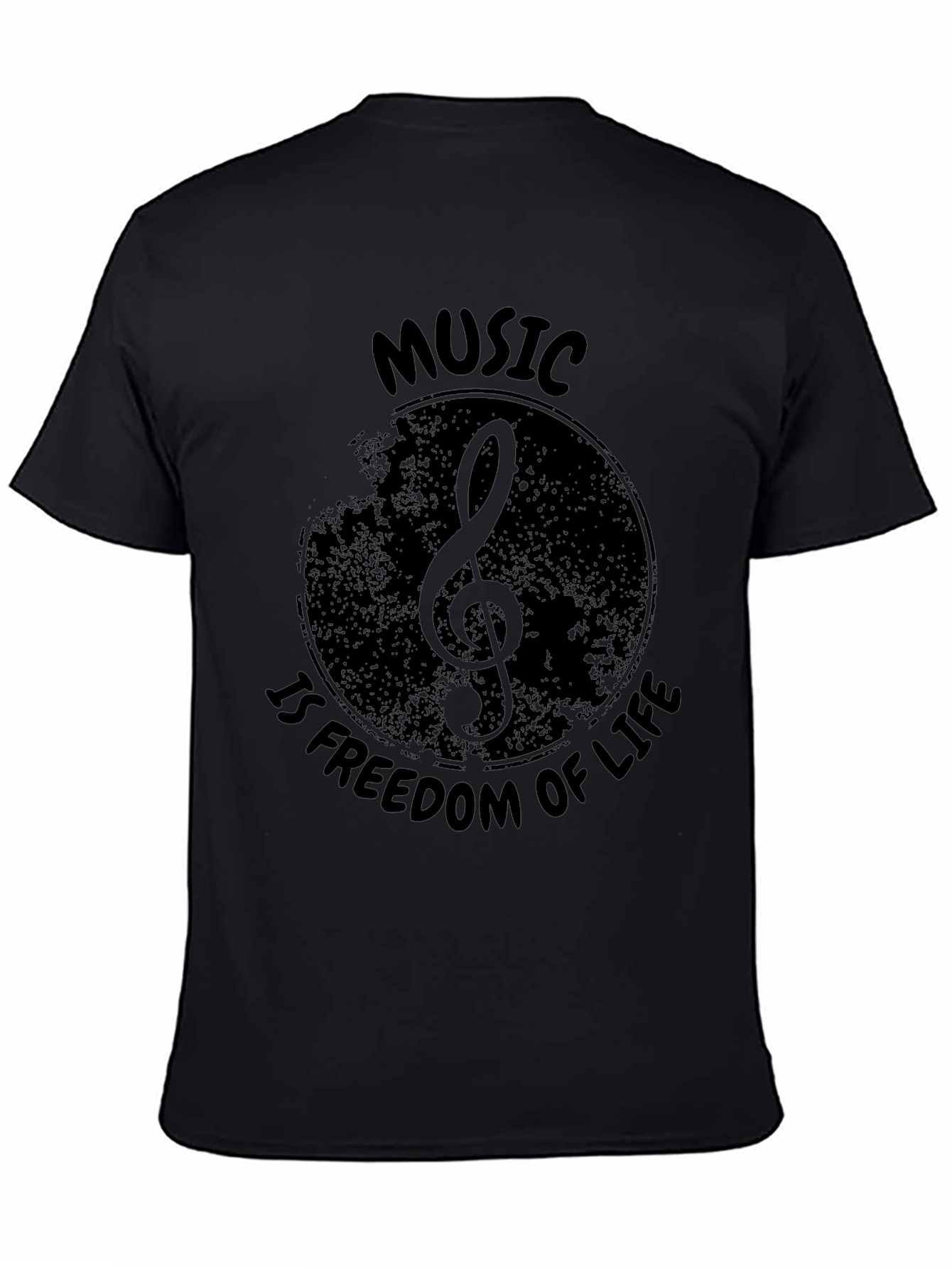 Music Is Freedom of Life Black Graphic Tee