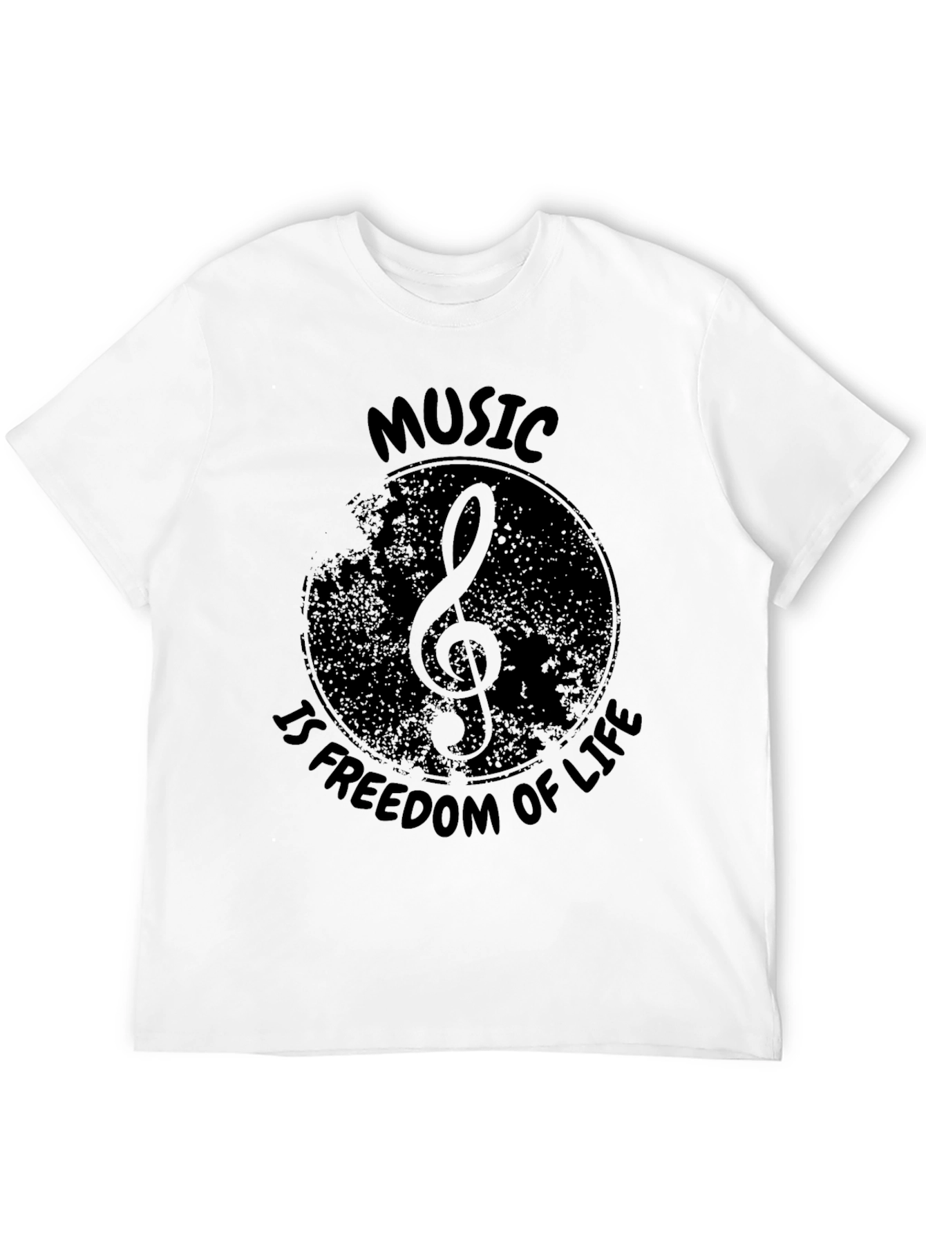 Music Is Freedom of Life Black Graphic Tee