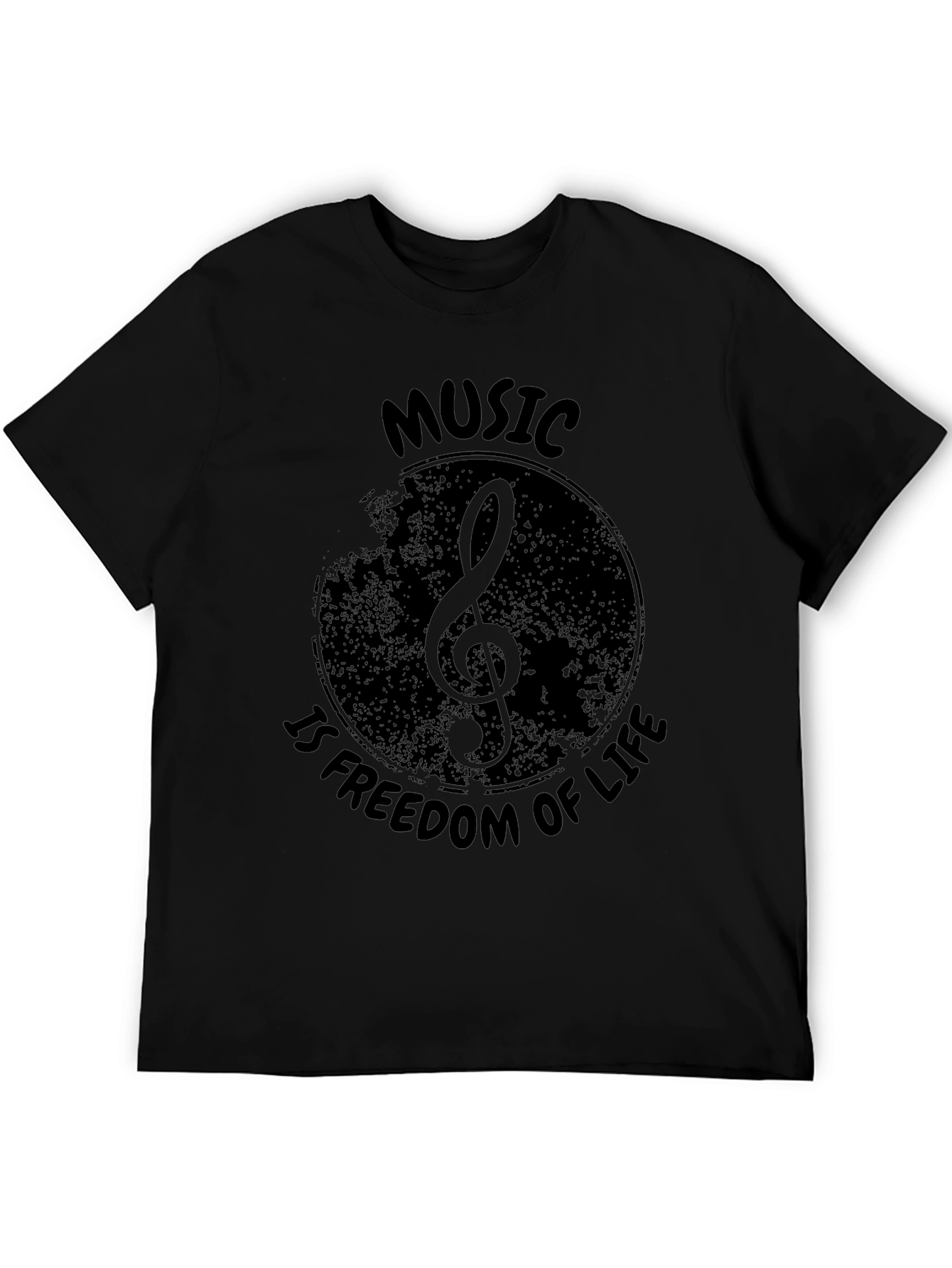 Music Is Freedom of Life Black Graphic Tee
