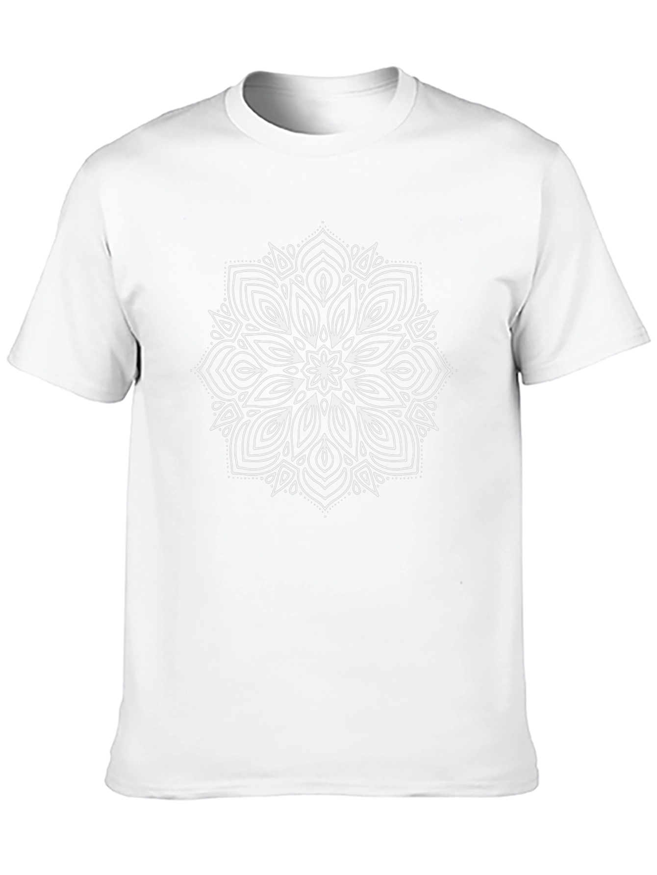Black T-Shirt with White Mandala Design