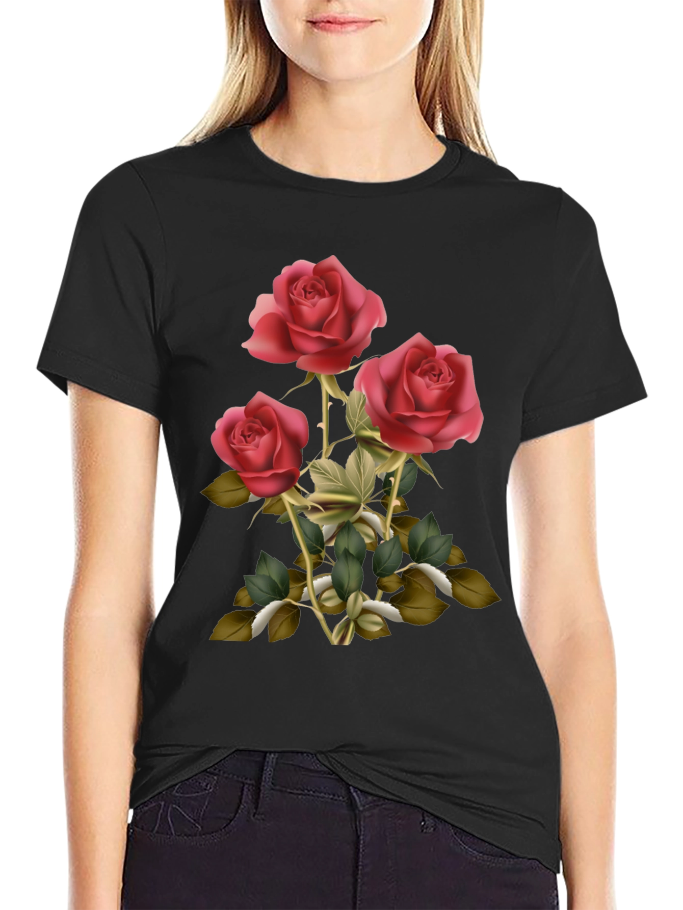 Rose Graphic Mens Tee - Elegant Floral Design