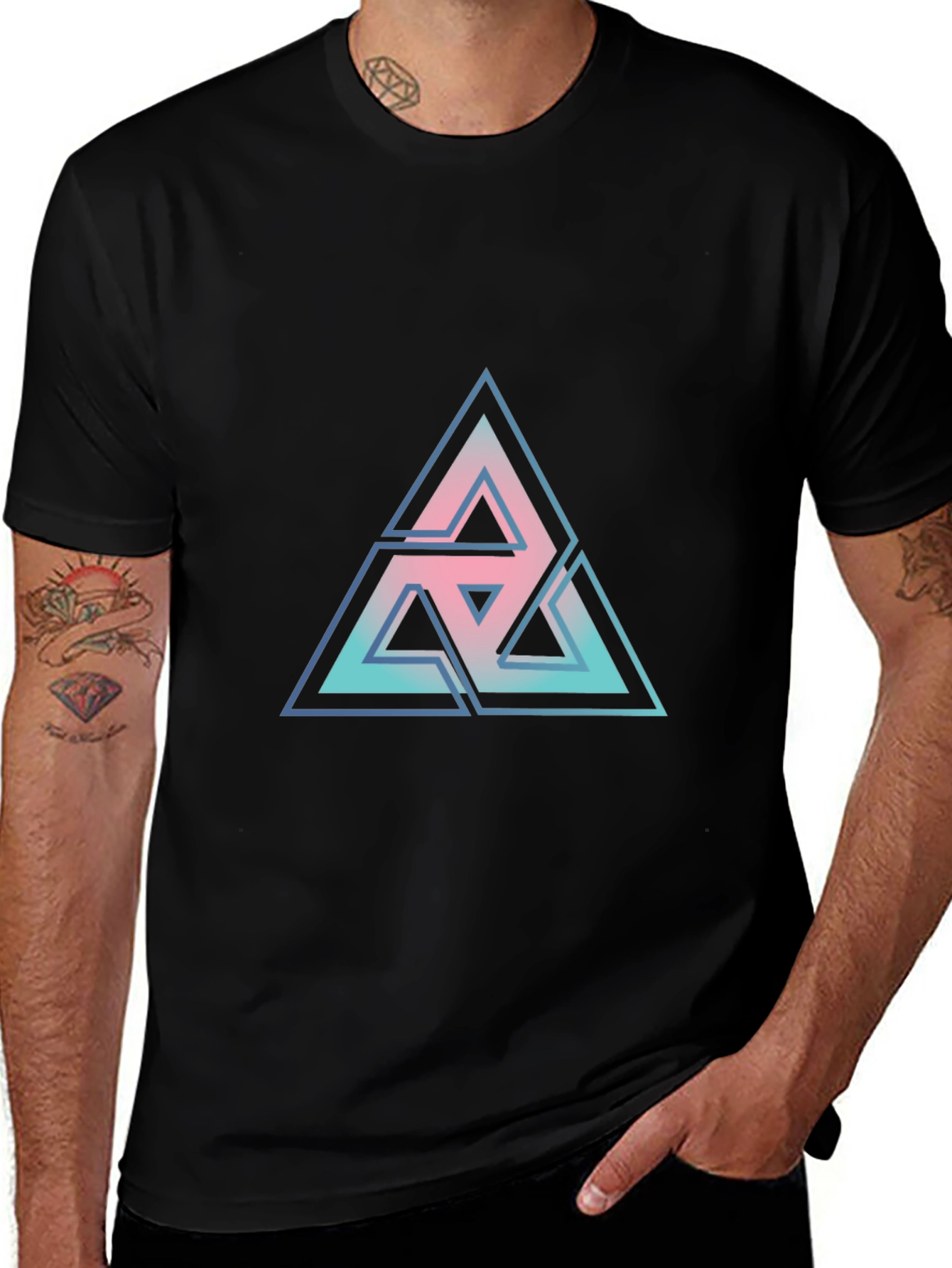 Geometric Triangle Graphic Tee - Modern Casual Style