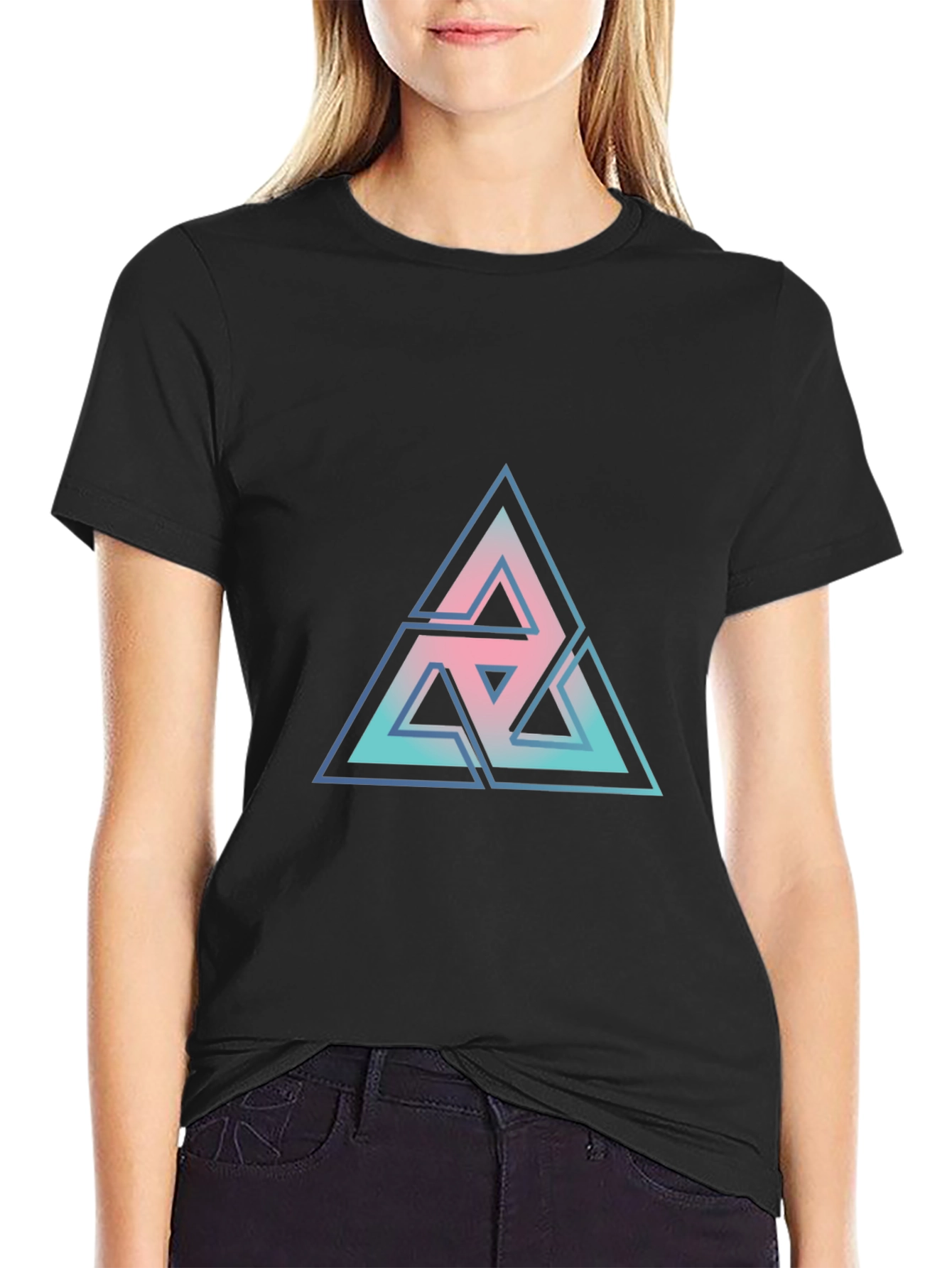Geometric Triangle Graphic Tee - Modern Casual Style