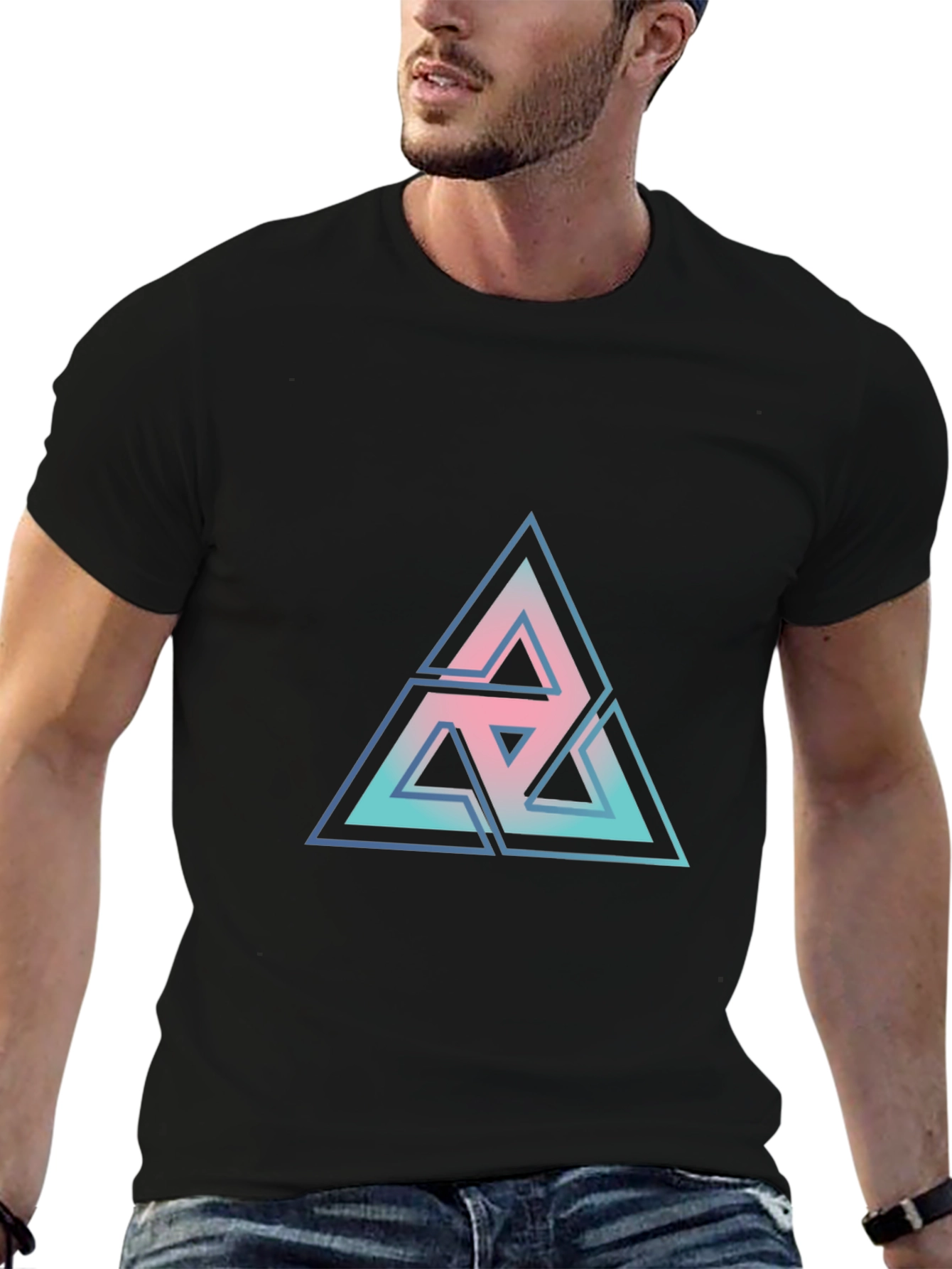 Geometric Triangle Graphic Tee - Modern Casual Style