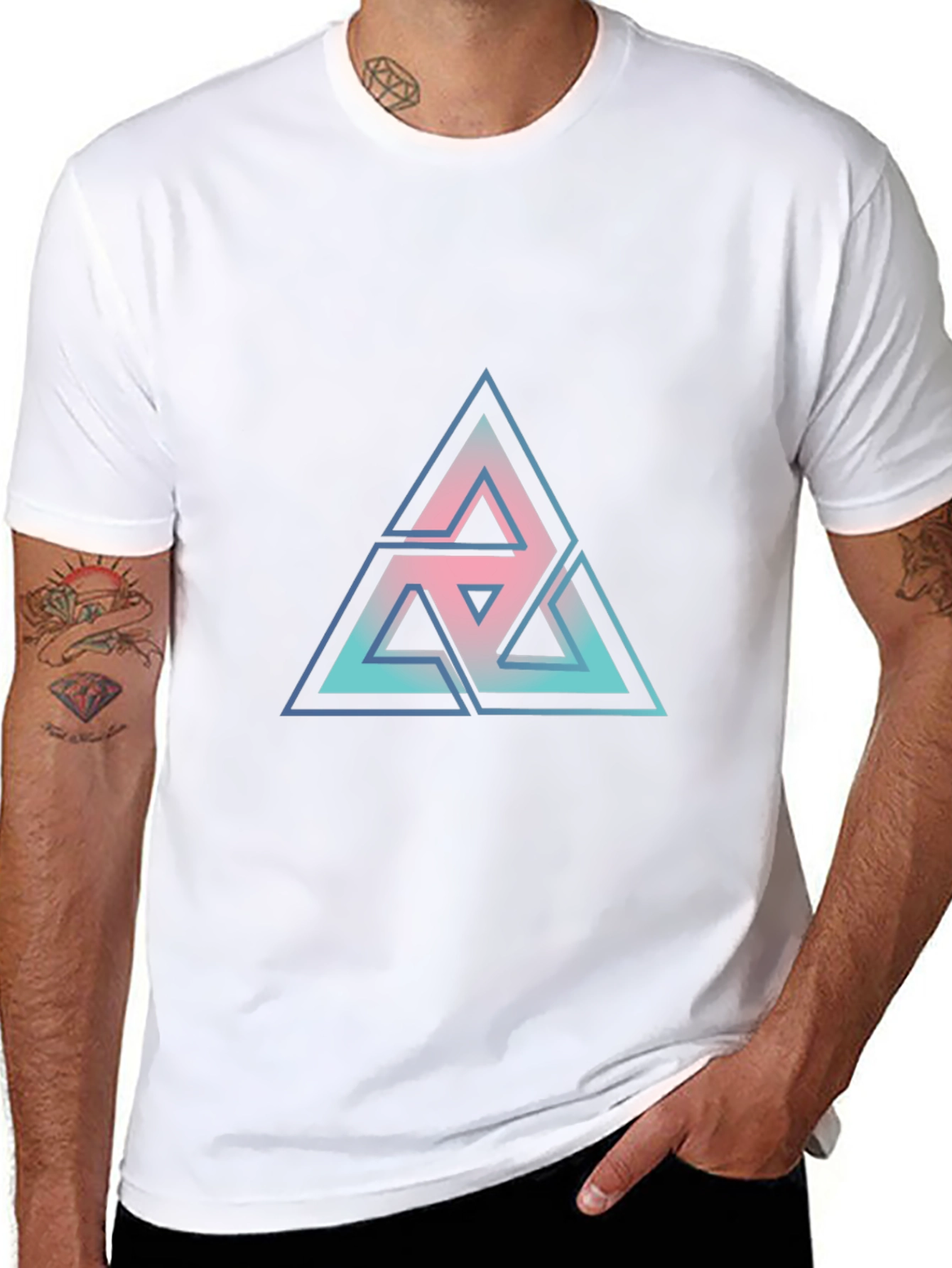 Geometric Triangle Graphic Tee - Modern Casual Style