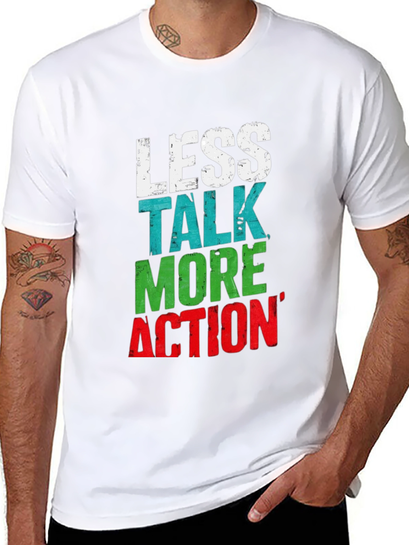 Less Talk More Action Graphic Tee - Black