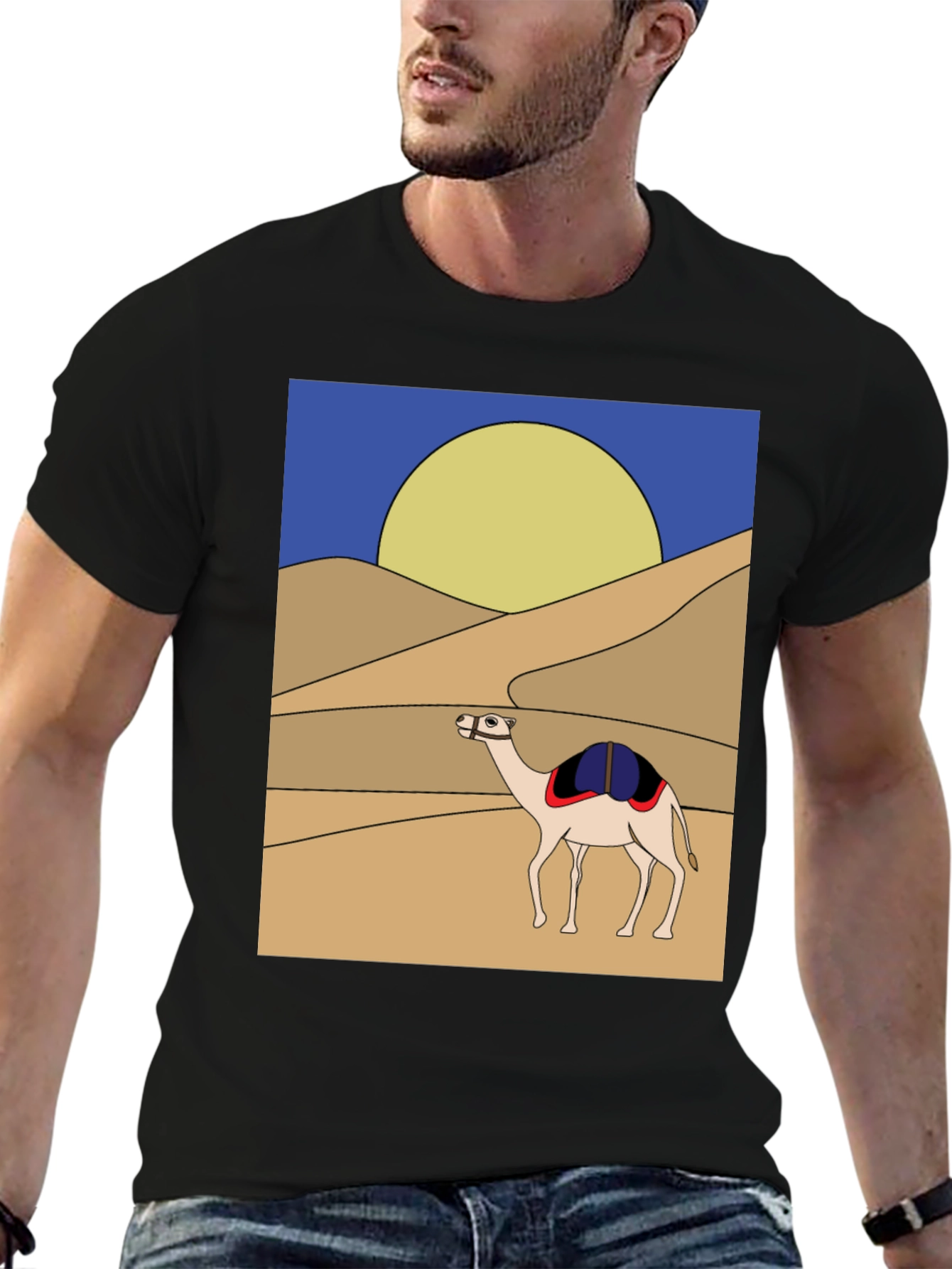 Camel Desert Scene Graphic T-Shirt