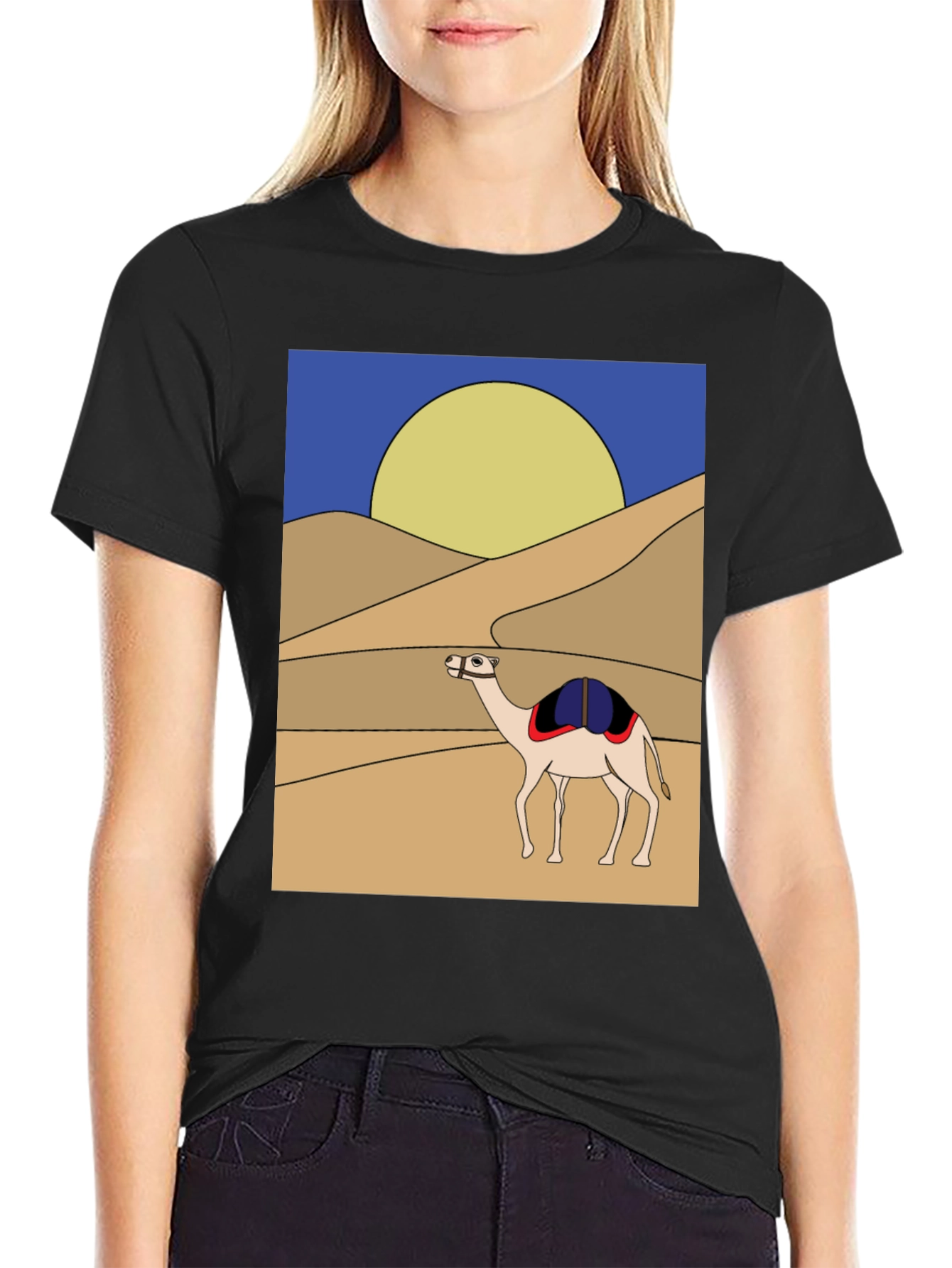 Camel Desert Scene Graphic T-Shirt