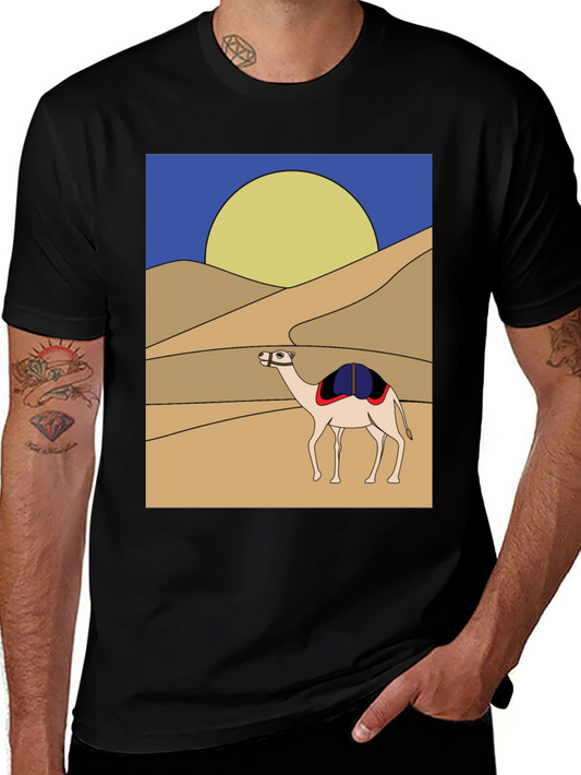 Camel Desert Scene Graphic T-Shirt