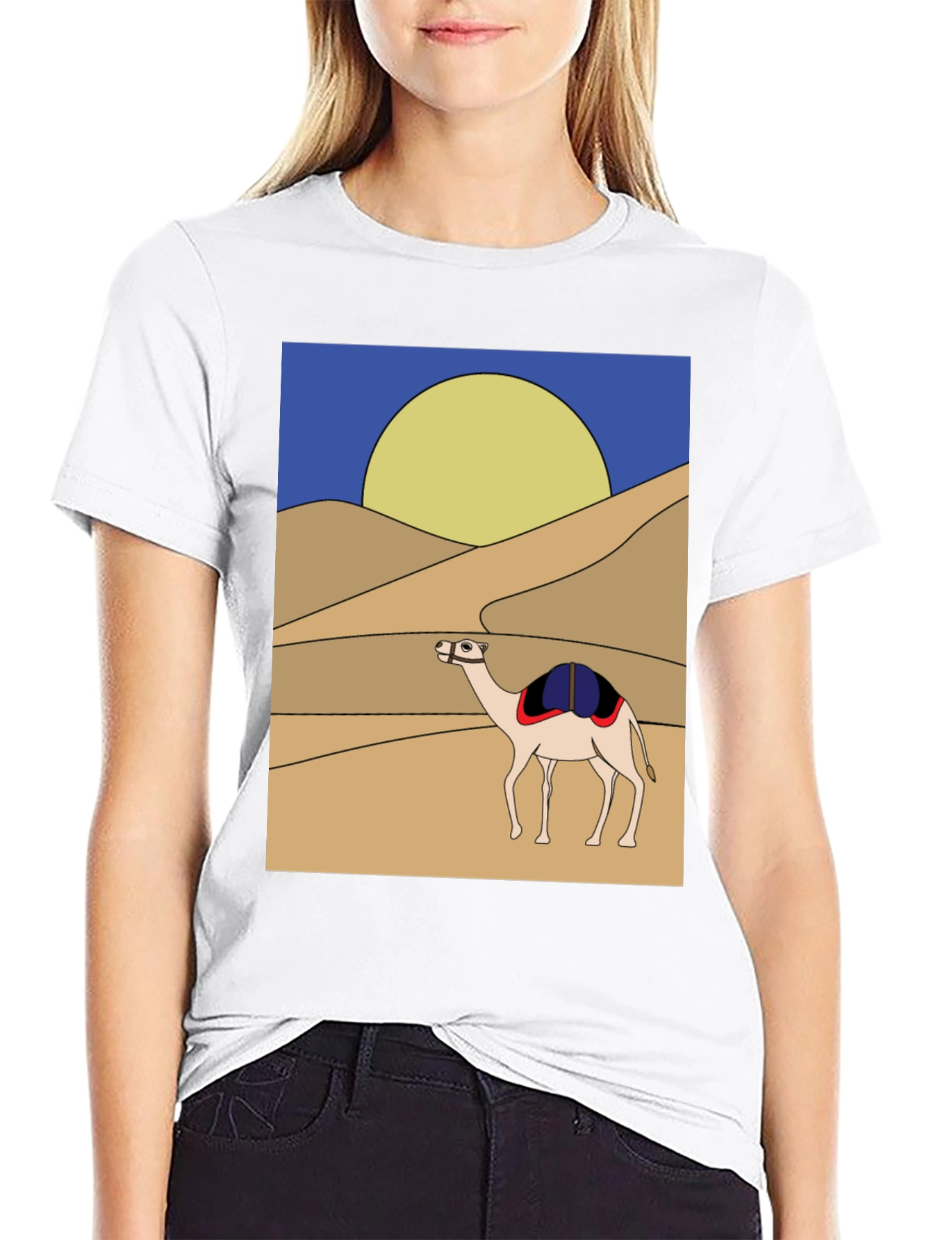 Camel Desert Scene Graphic T-Shirt