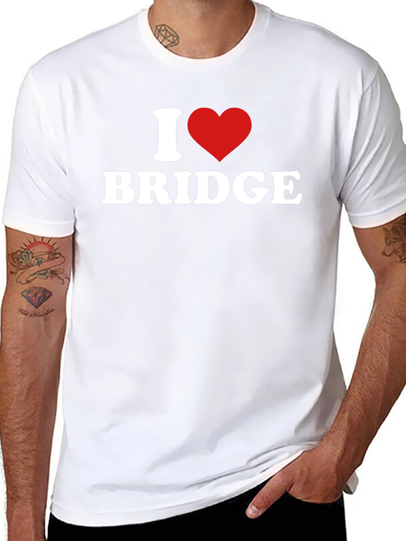 I Love Bridge T-Shirt - Black Tee Shirt
