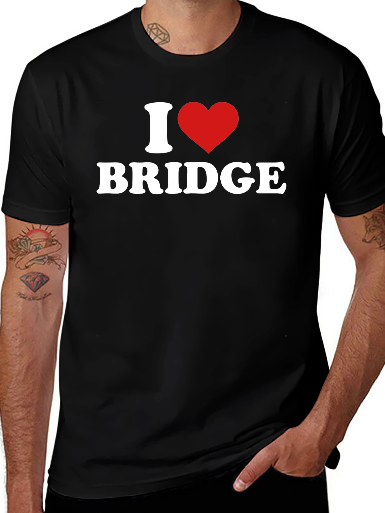 I Love Bridge T-Shirt - Black Tee Shirt