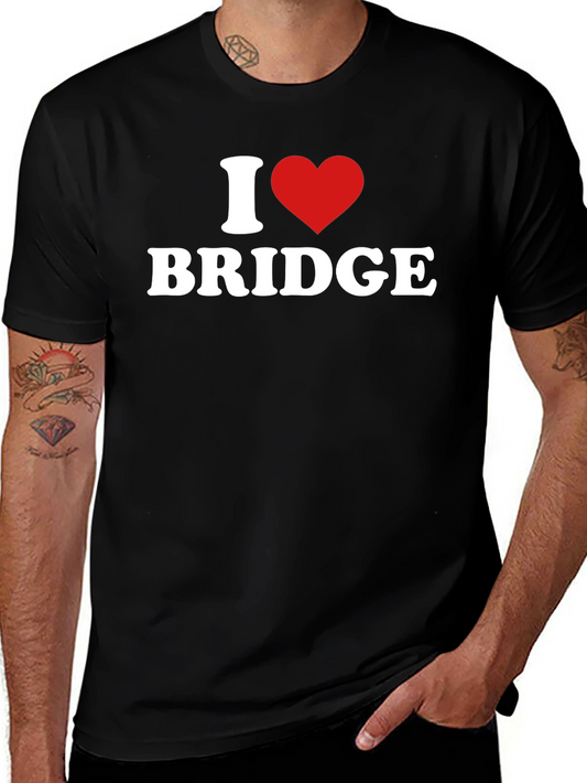 I Love Bridge T-Shirt - Black Tee Shirt