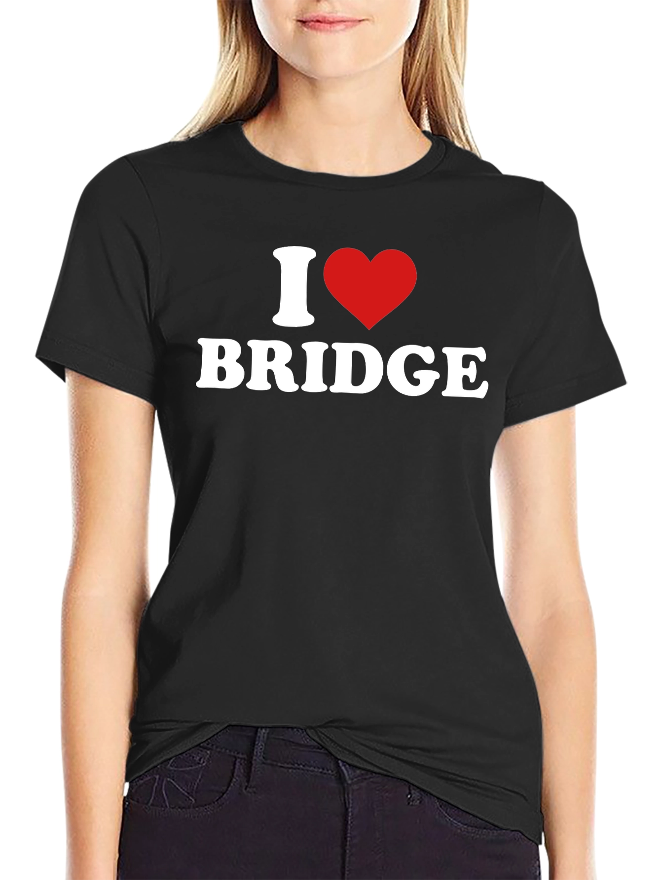 I Love Bridge T-Shirt - Black Tee Shirt