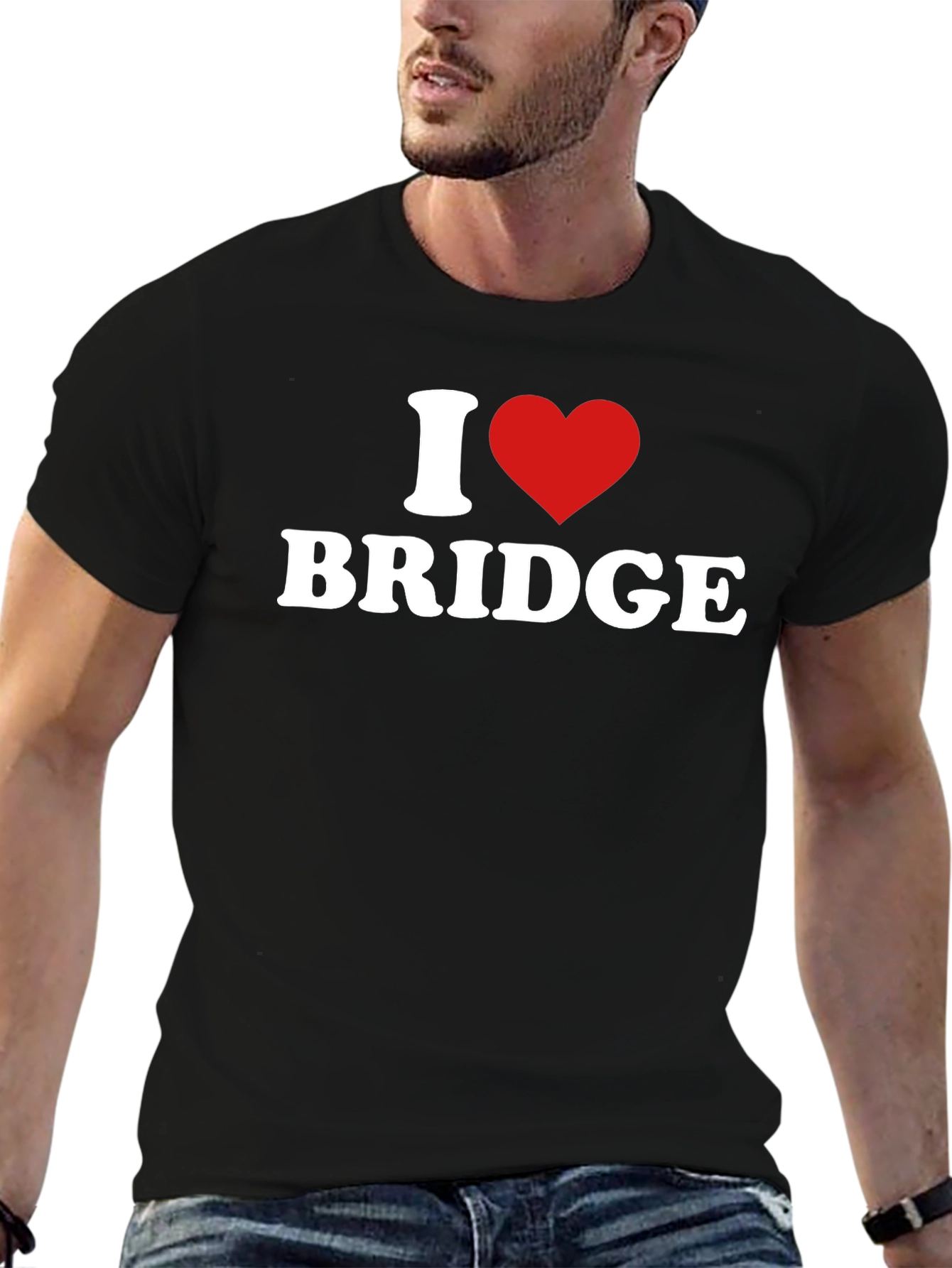 I Love Bridge T-Shirt - Black Tee Shirt