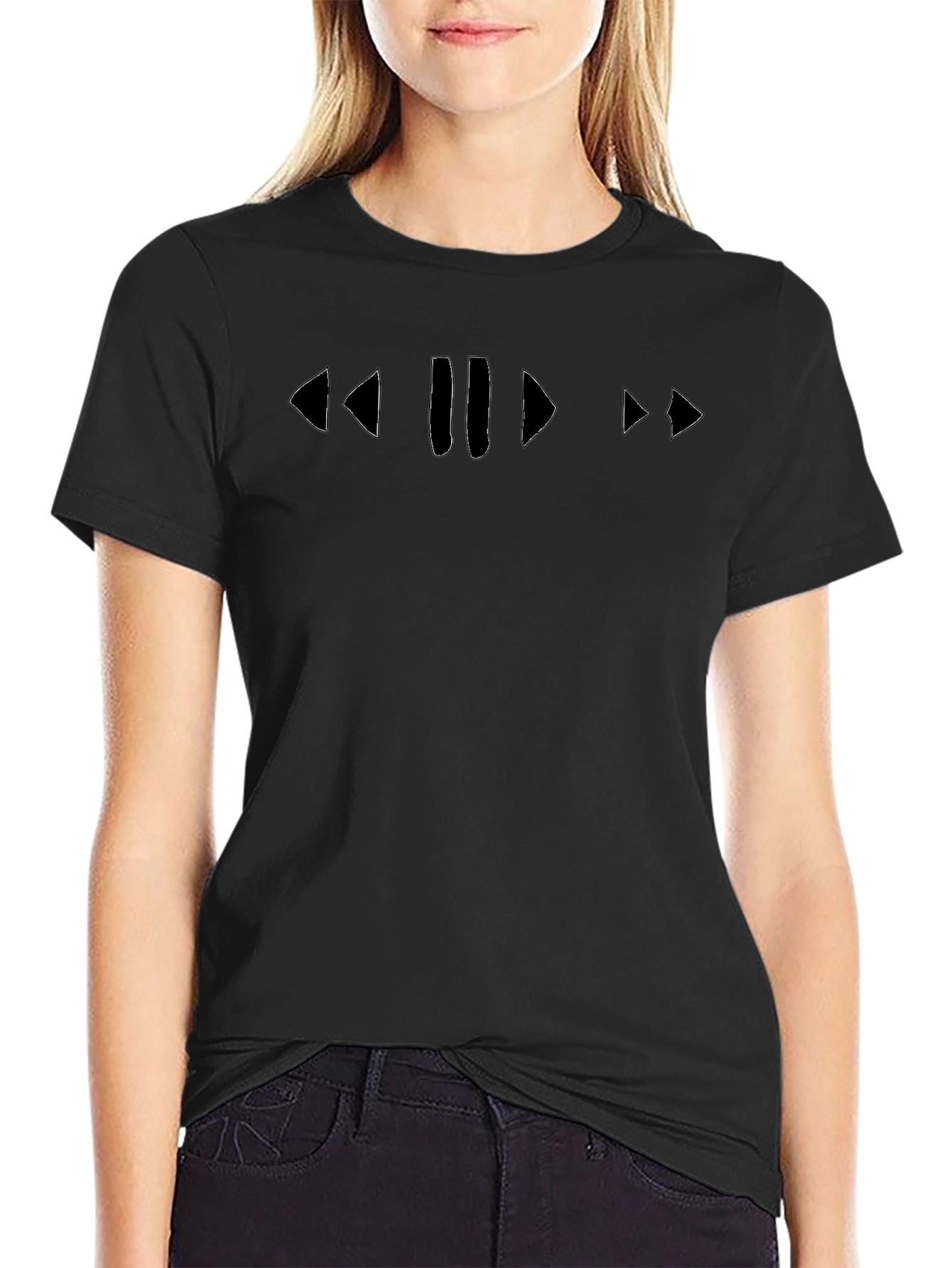 Retro Media Player Symbol T-Shirt - Black