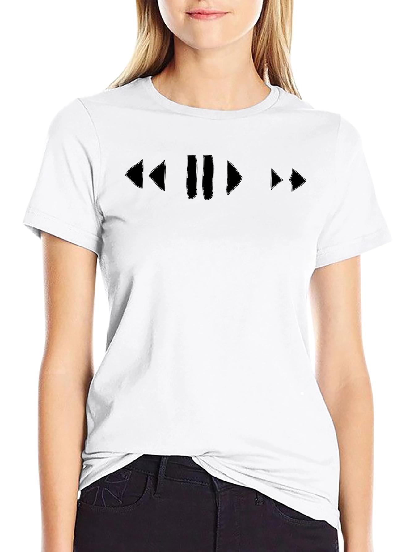Retro Media Player Symbol T-Shirt - Black