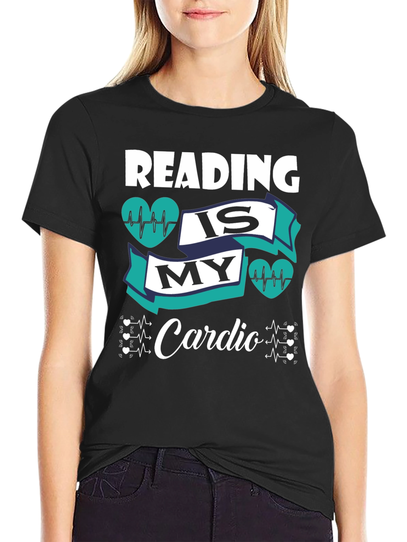 Reading is My Cardio Black Graphic Tee