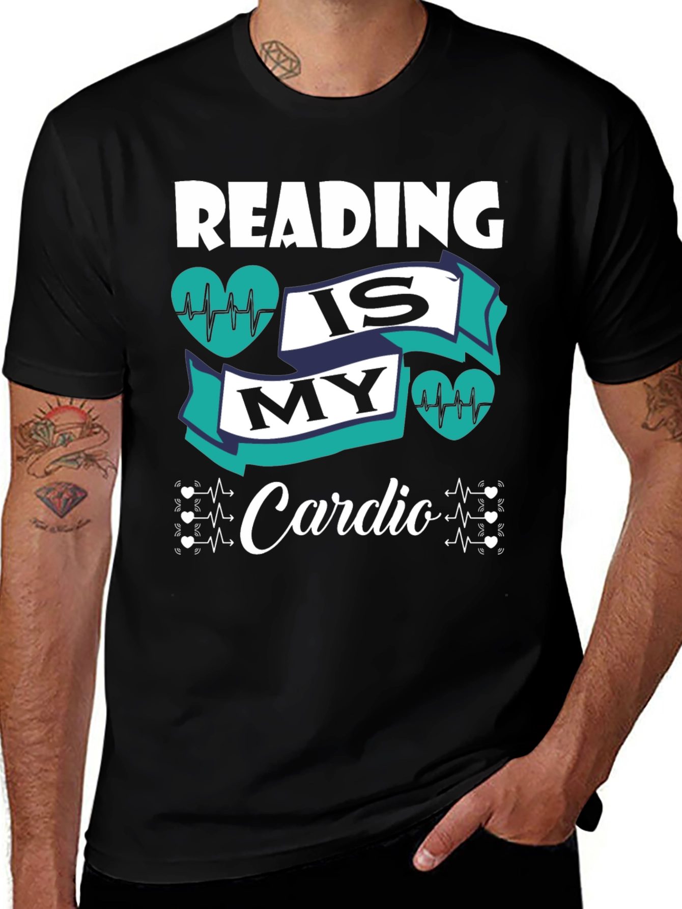 Reading is My Cardio Black Graphic Tee